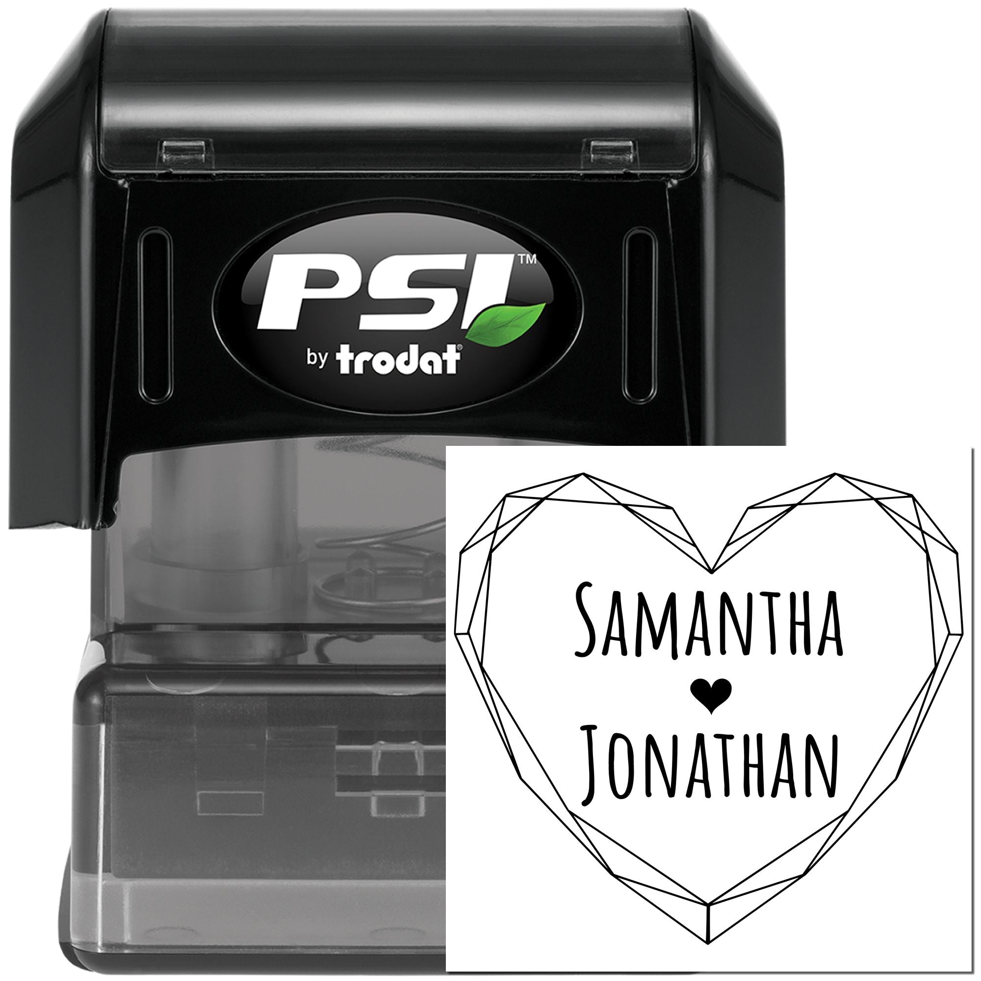 Geometric Heart Love Personalized Initial Wedding Stamp - Engineer Seal Stamps