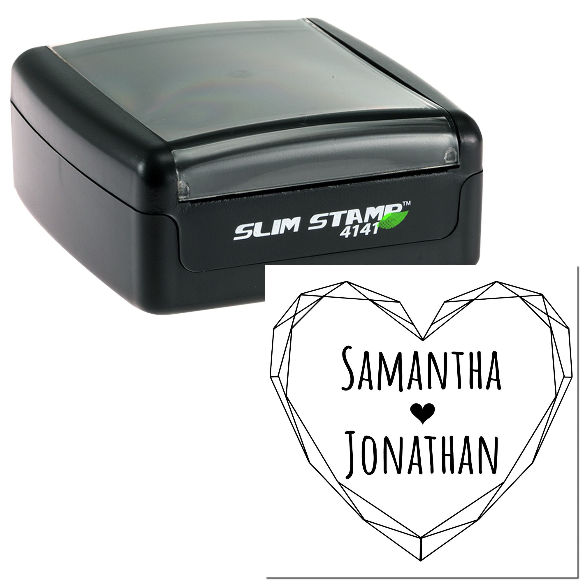 Geometric Heart Love Personalized Couples' Initial Stamp - Engineer Seal Stamps