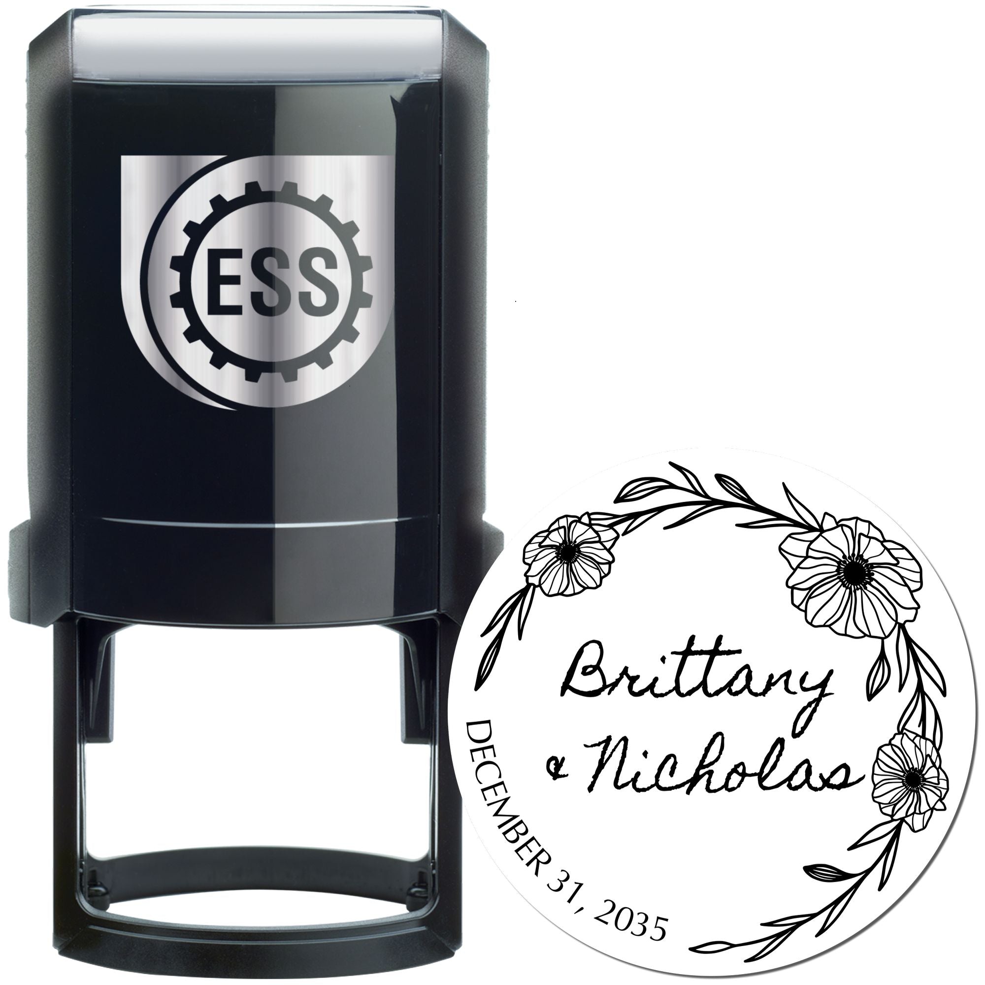 Flowered Love Custom Classic Initial Stamp - Engineer Seal Stamps
