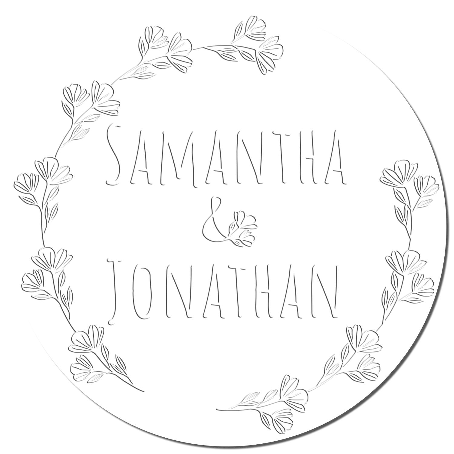 Soft Floral Heart Personalized Wedding Envelope Embossed Seal