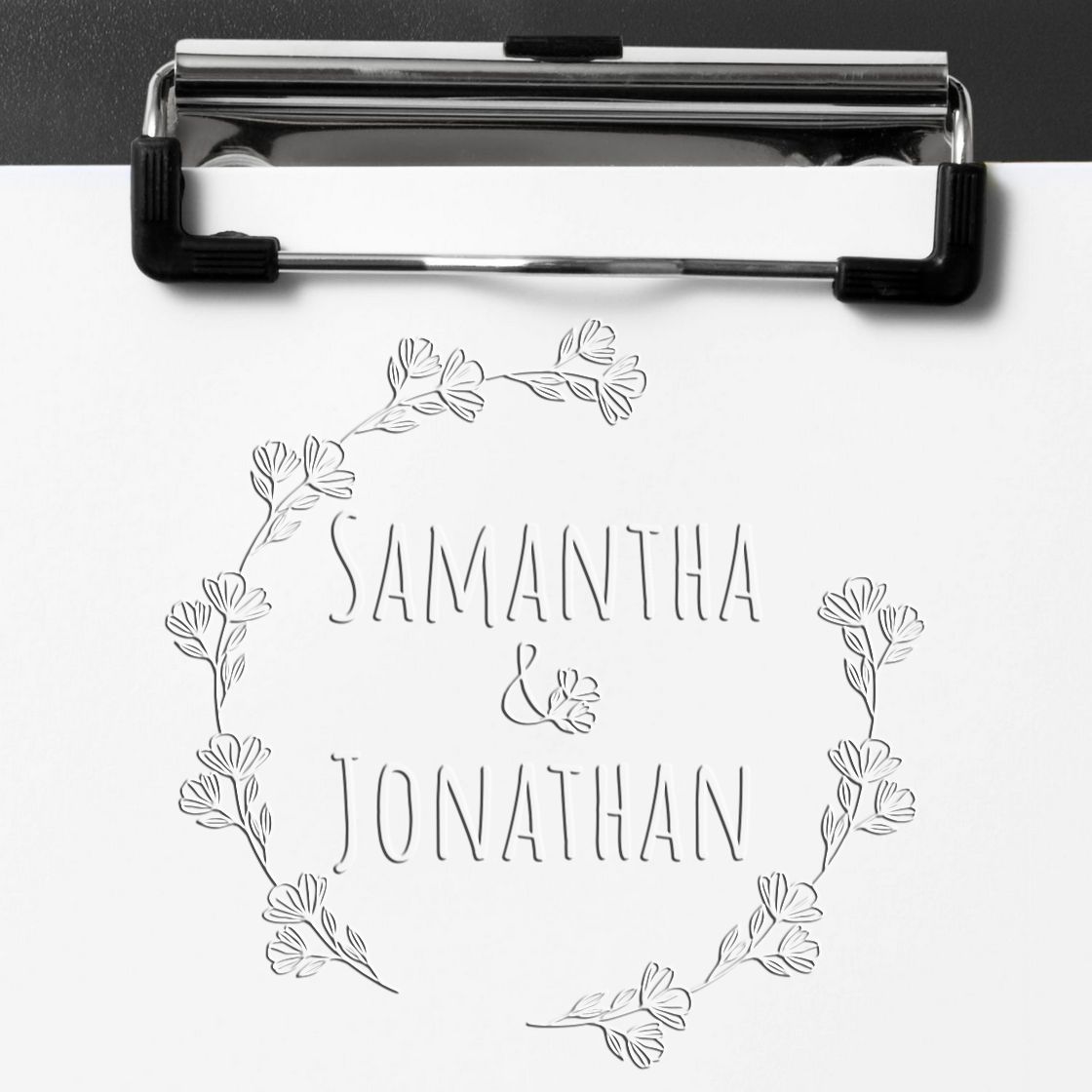 Soft Floral Heart Personalized Wedding Envelope Embossed Seal