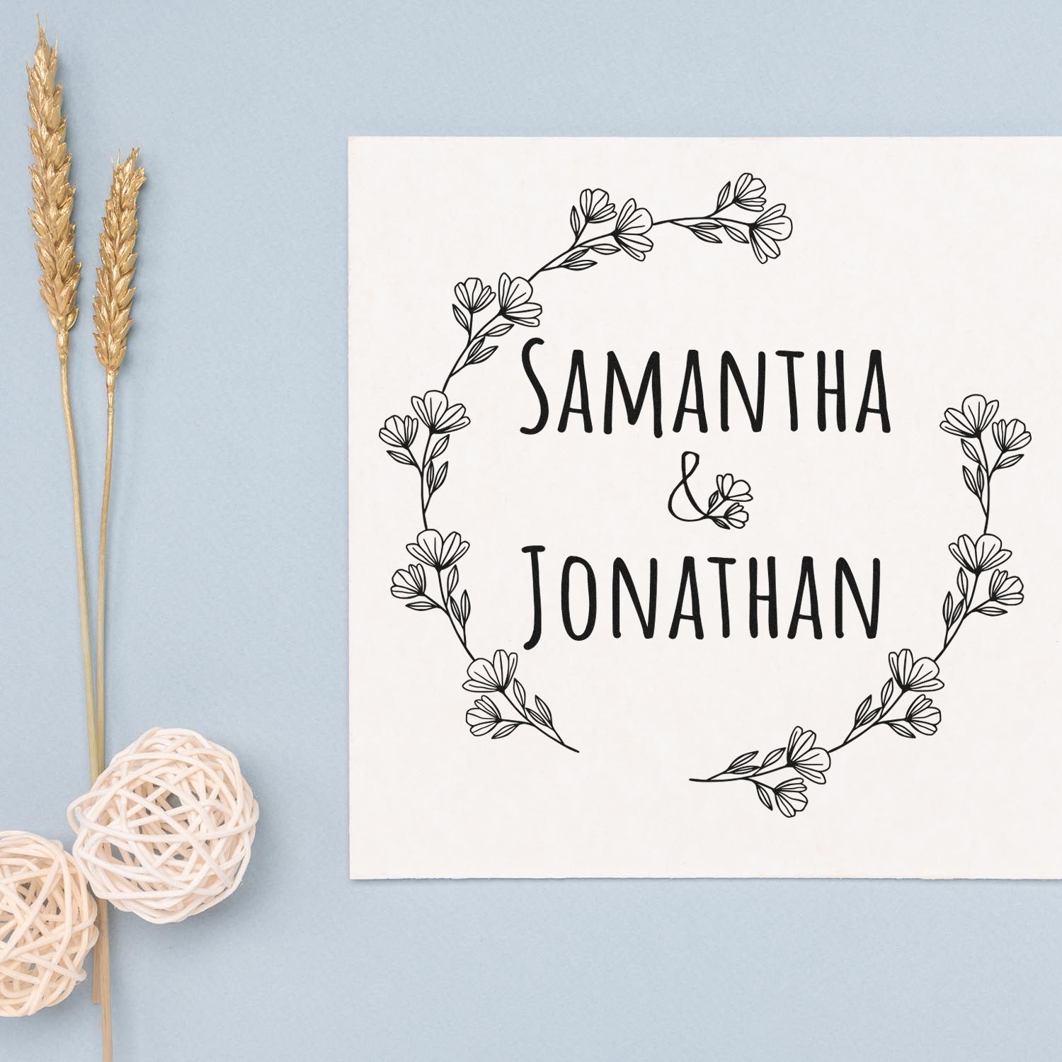 Floral Heart Personalized Thank You Initial Stamp - Engineer Seal Stamps