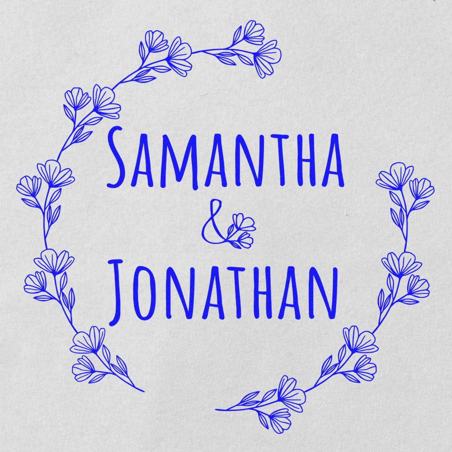 Round Floral Heart Wedding Initial Stamp