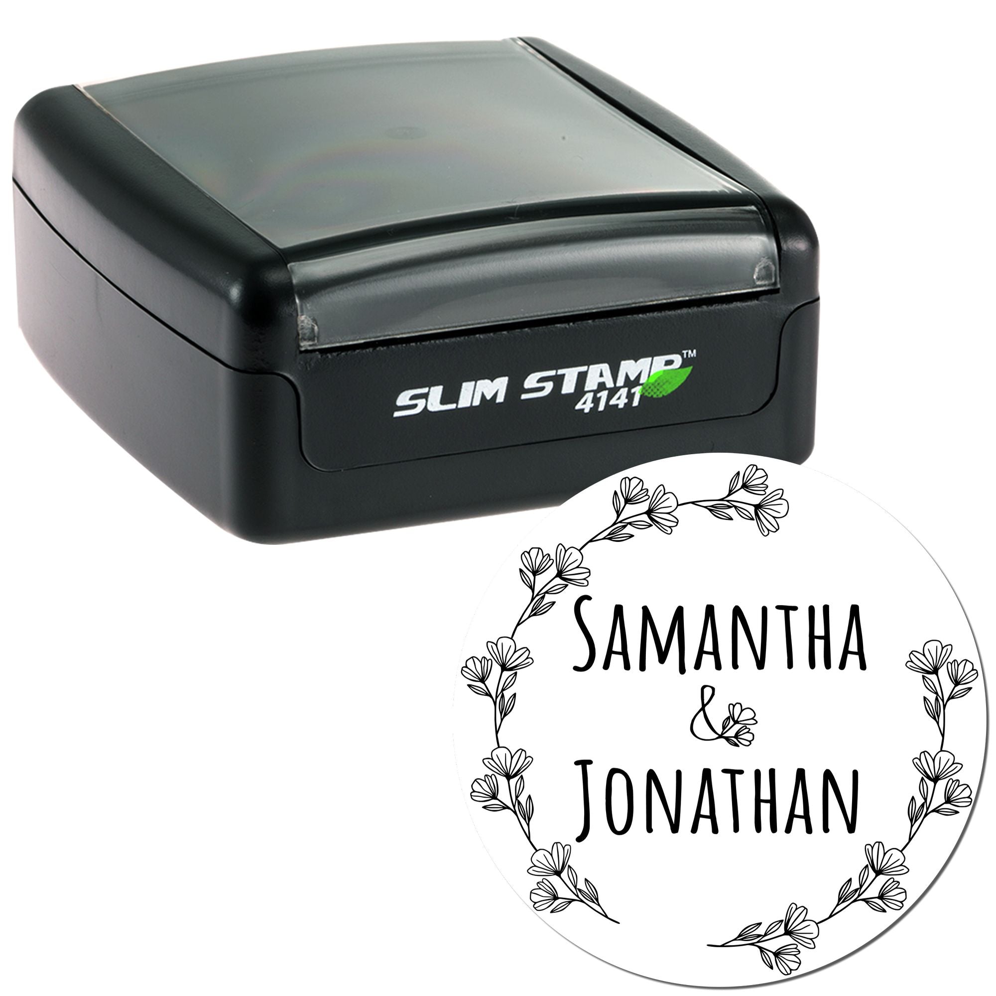 Floral Heart Personalized Thank You Initial Stamp - Engineer Seal Stamps
