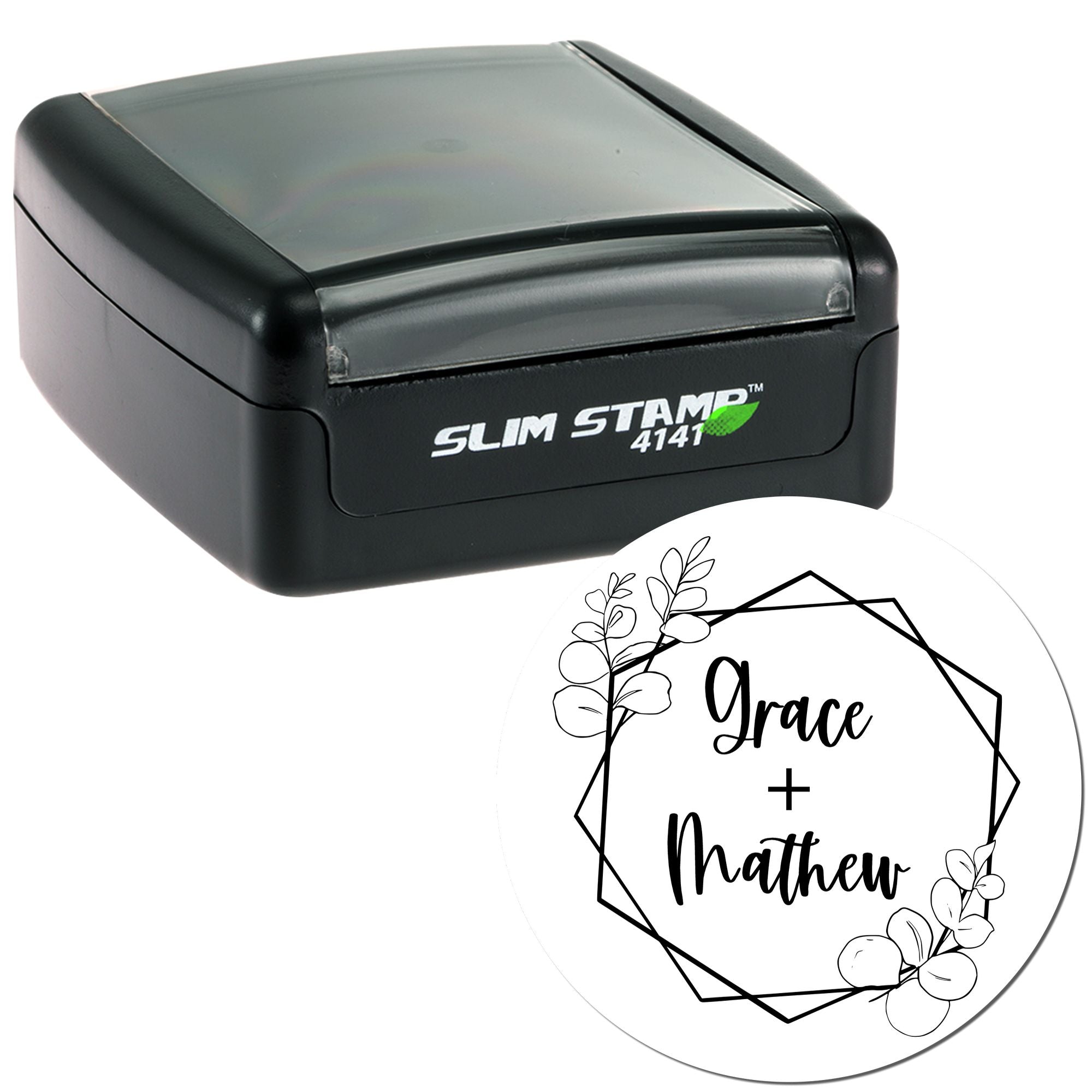 Petal Grace Personalized Couples' Wedding Logo Stamp - Engineer Seal Stamps