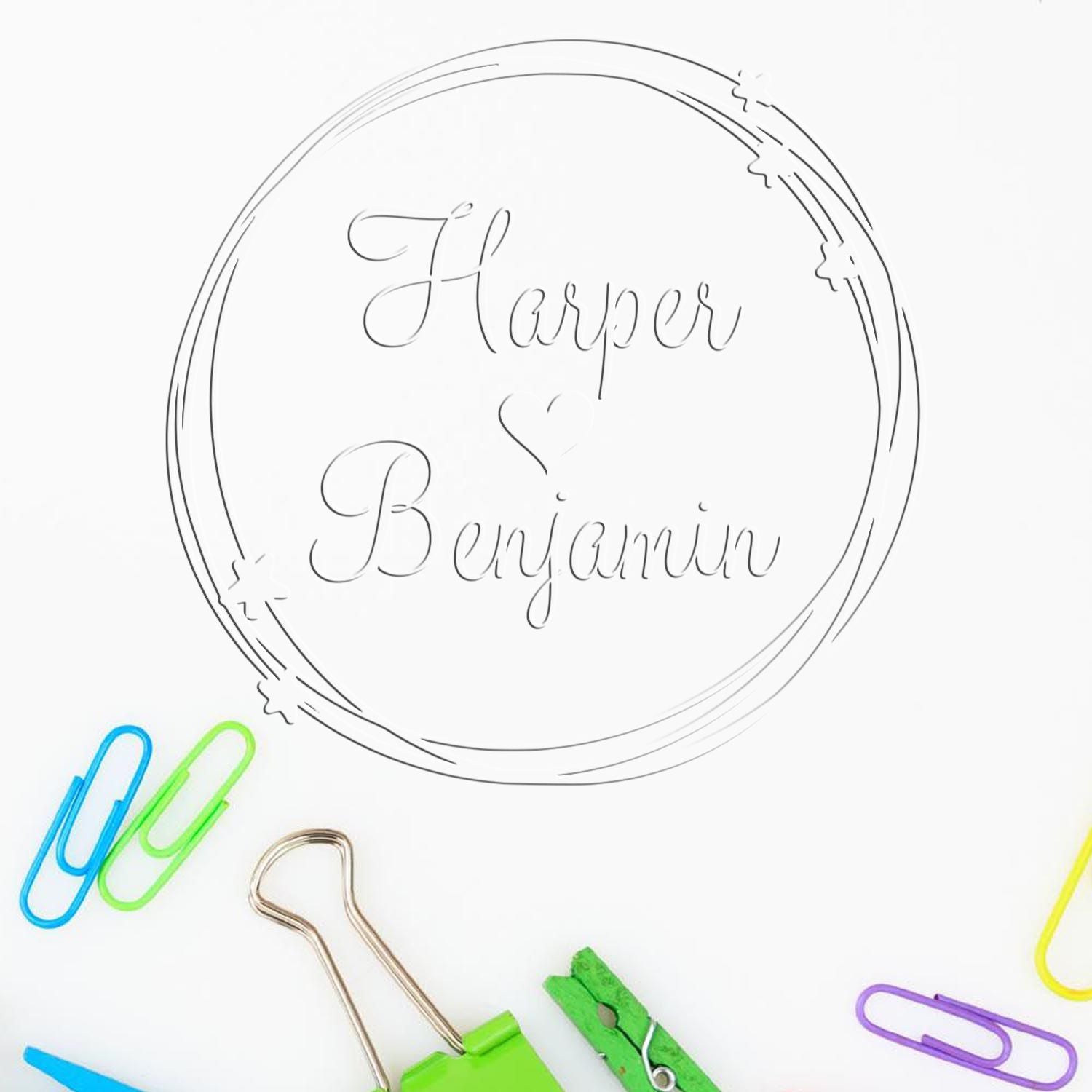 Love Circle Hybrid Custom Initial Embossed Seal - Engineer Seal Stamps