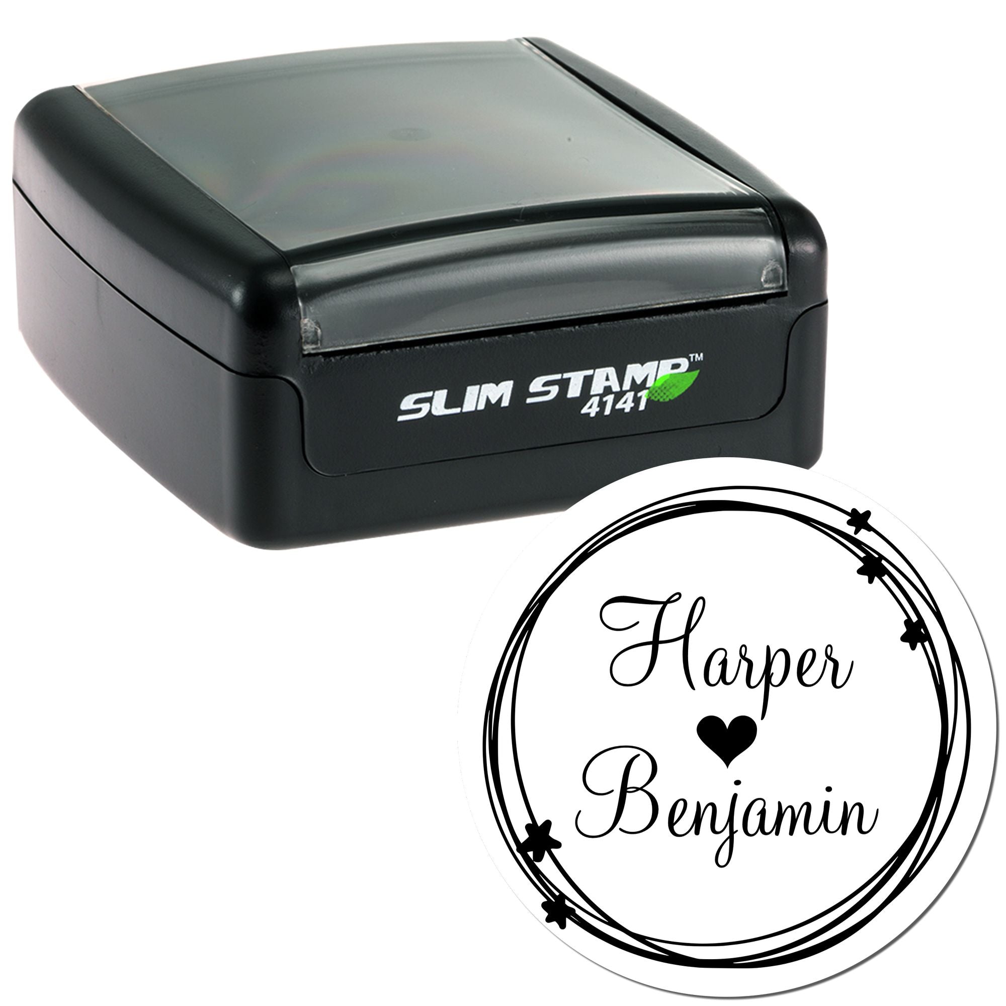 Love Circle Personalized Floral Initial Stamp - Engineer Seal Stamps