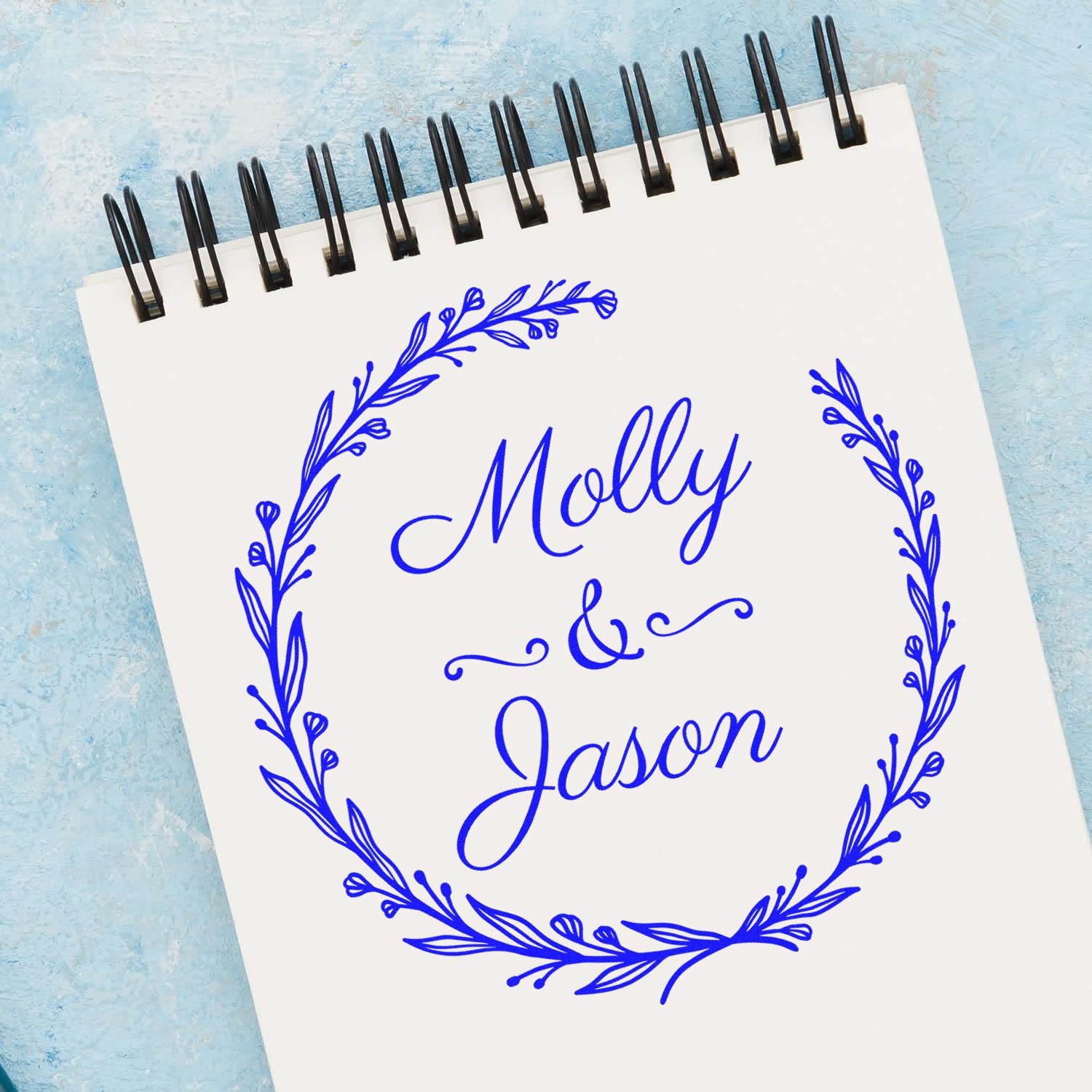 Floral Elegance Personalized Script Monogram Stamp - Engineer Seal Stamps