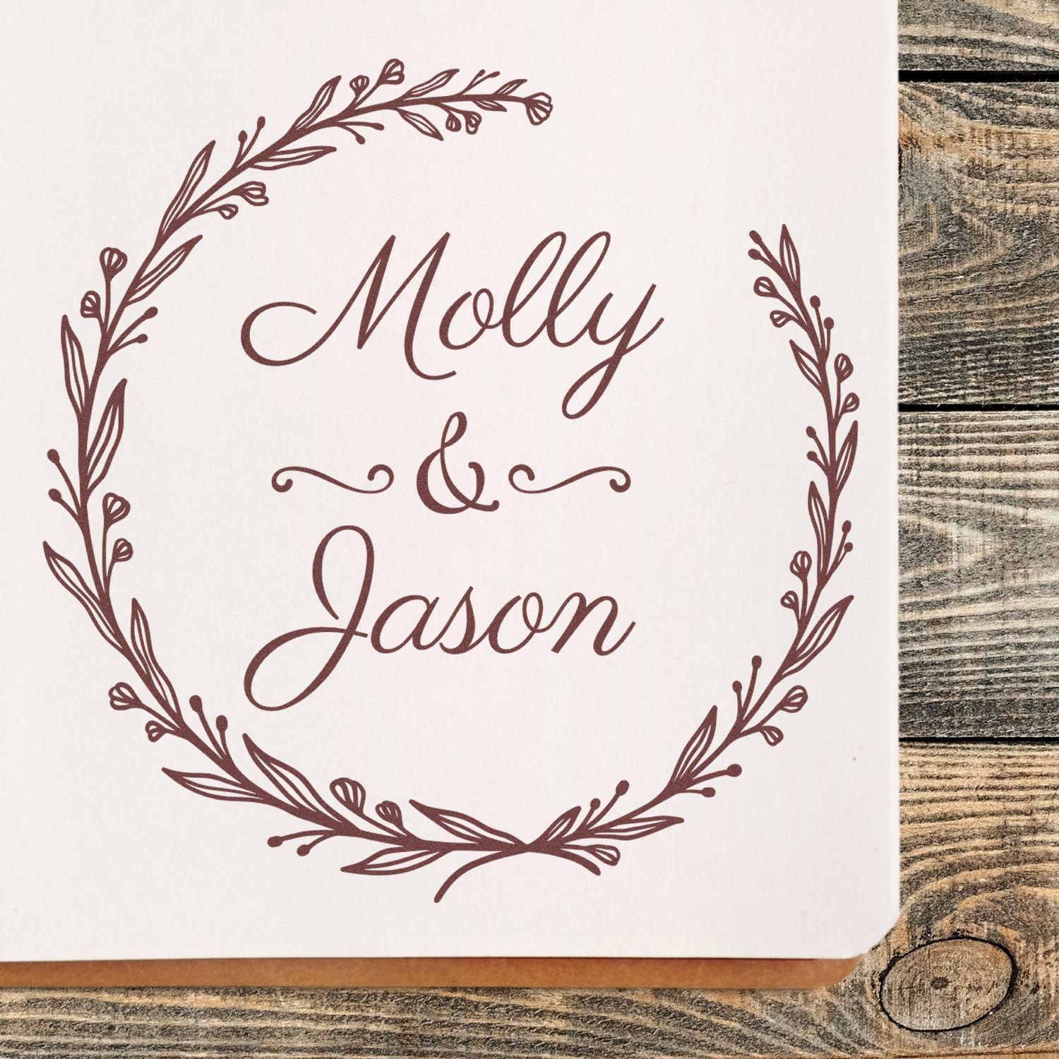 Round Floral Elegance Wedding Favor Initial Stamp - Engineer Seal Stamps