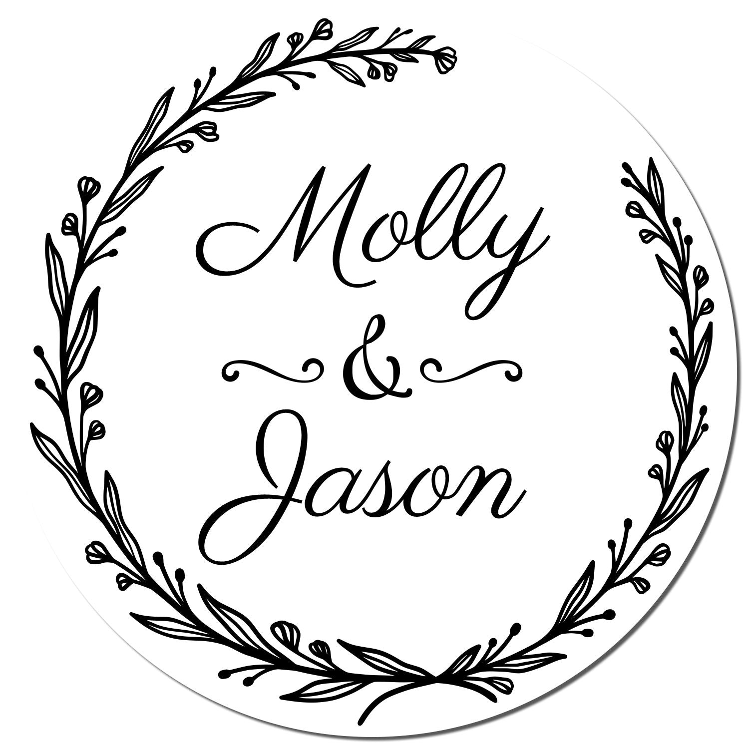 Floral Elegance Personalized Wedding Invitation Initial Stamp - Engineer Seal Stamps