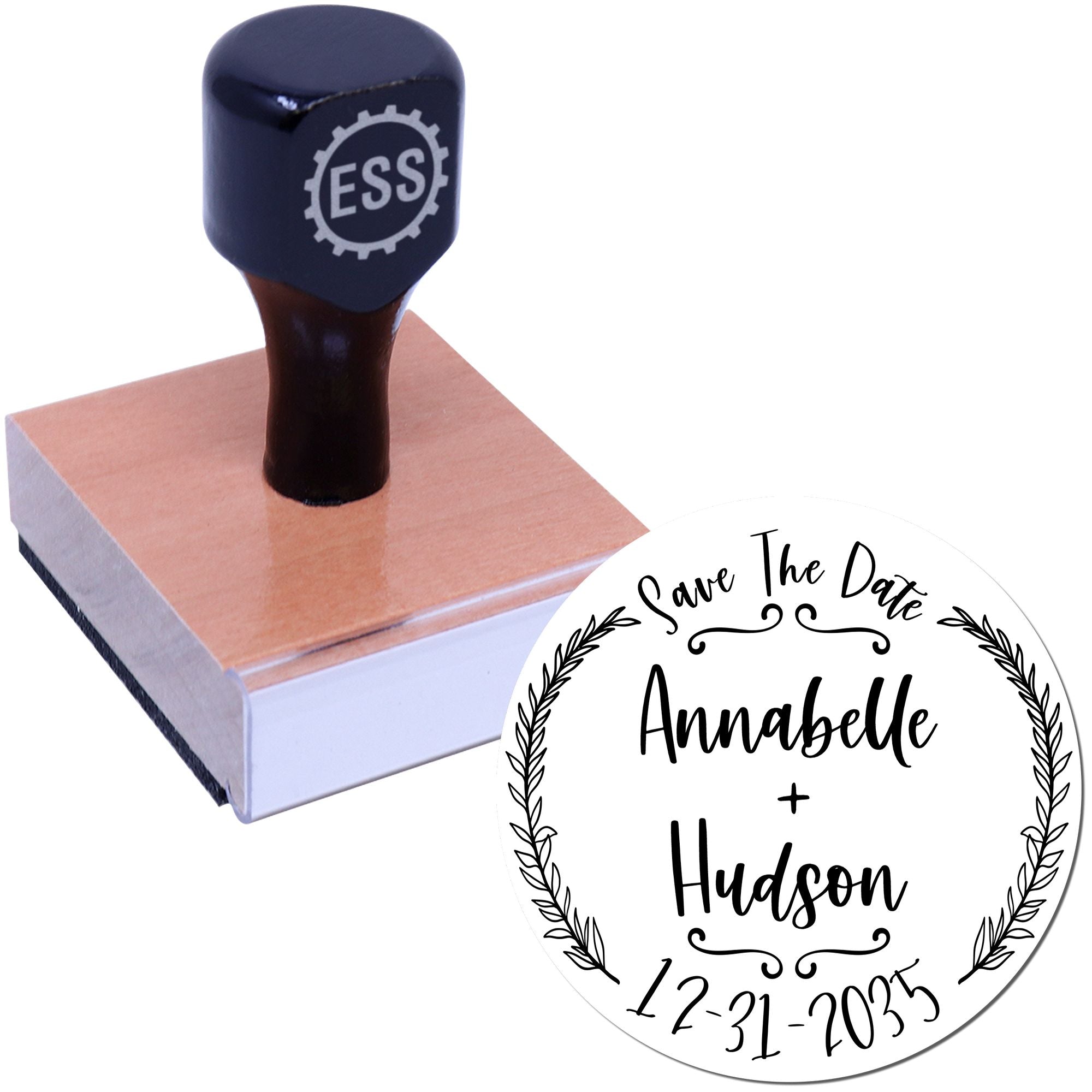 Round Elegant Love Wedding Invitation Initial Stamp - Engineer Seal Stamps