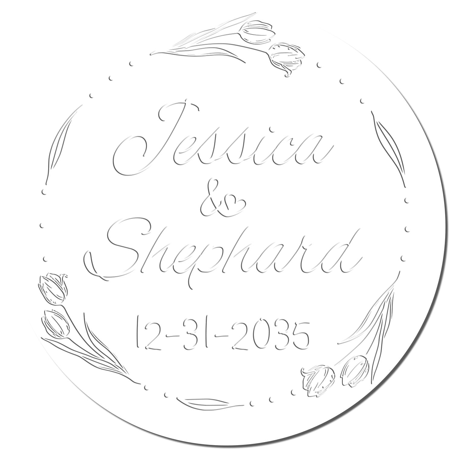 Soft Garden Heart Personalized Return Address Initial Embossing Stamp