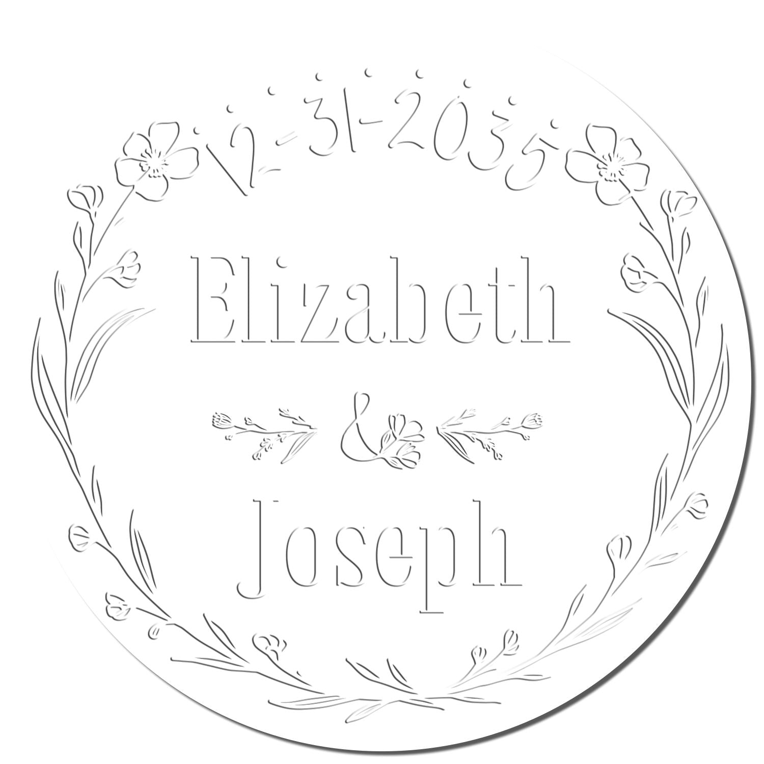 Flower Love Hybrid Custom Initial Rubber Seal Embosser - Engineer Seal Stamps