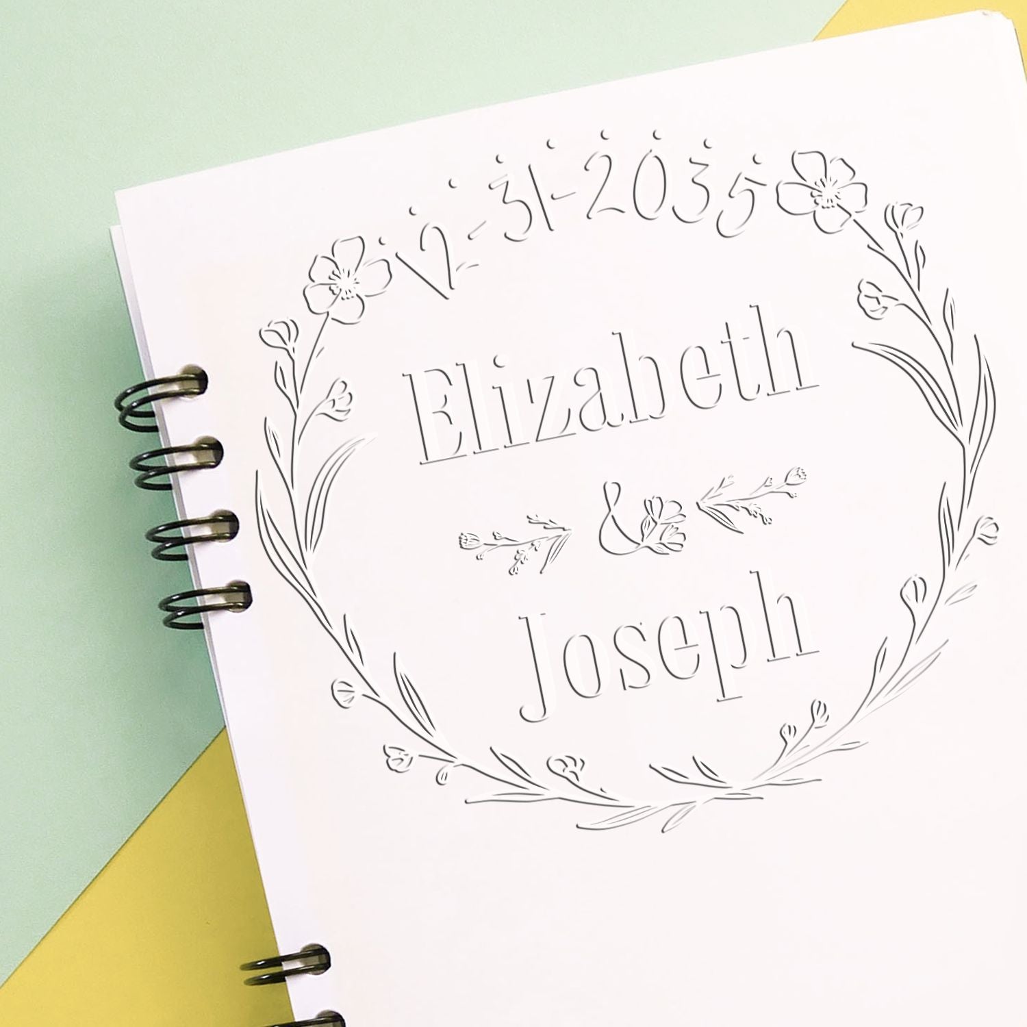 Soft Flower Love Personalized Return Address Initial Stamp Embosser
