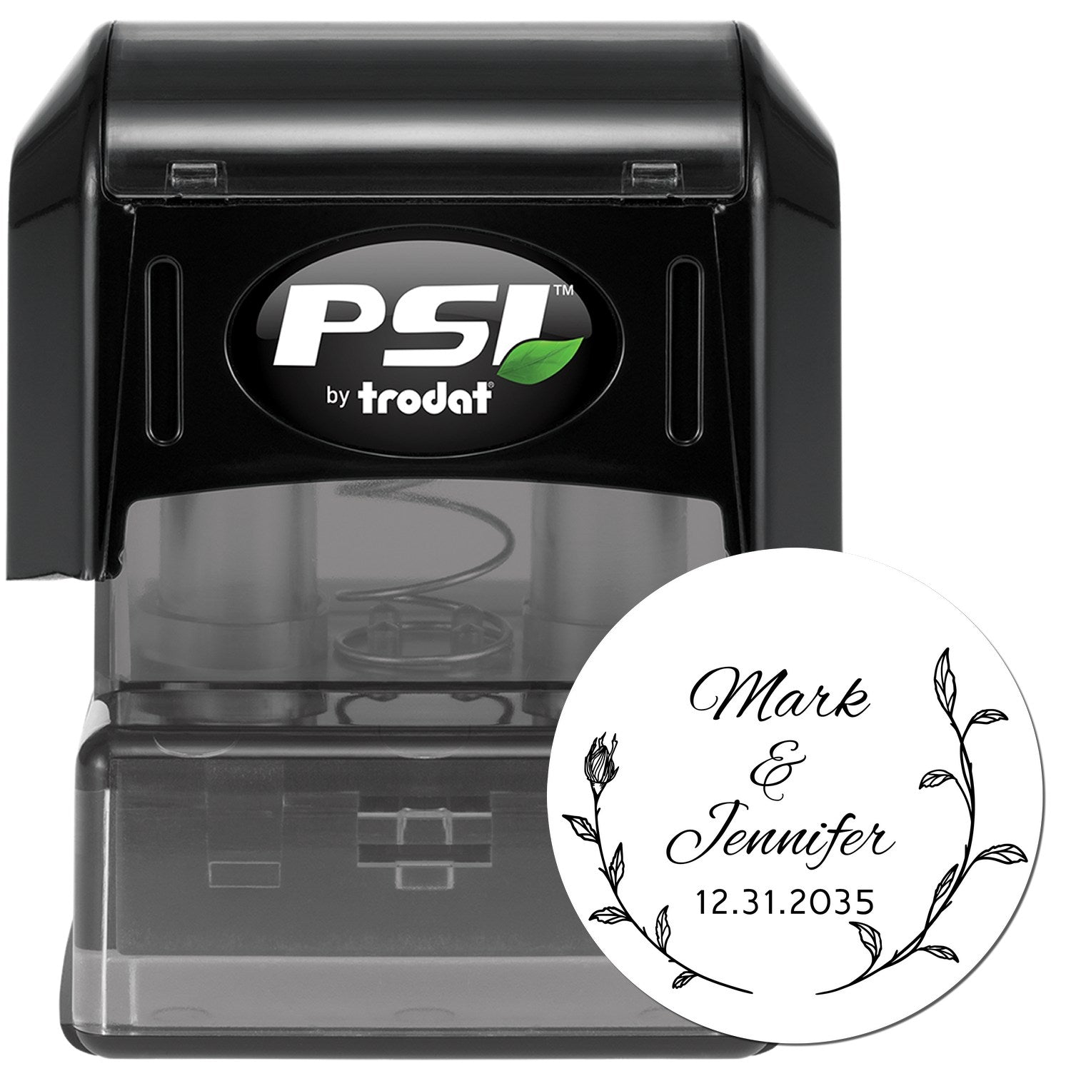 Blossoming Love Personalized Floral Initial Stamp - Engineer Seal Stamps