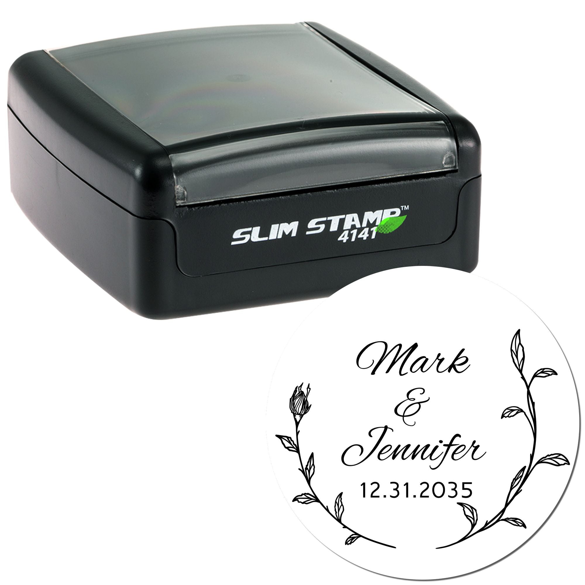 Blossoming Love Personalized Elegant Monogram Stamp - Engineer Seal Stamps