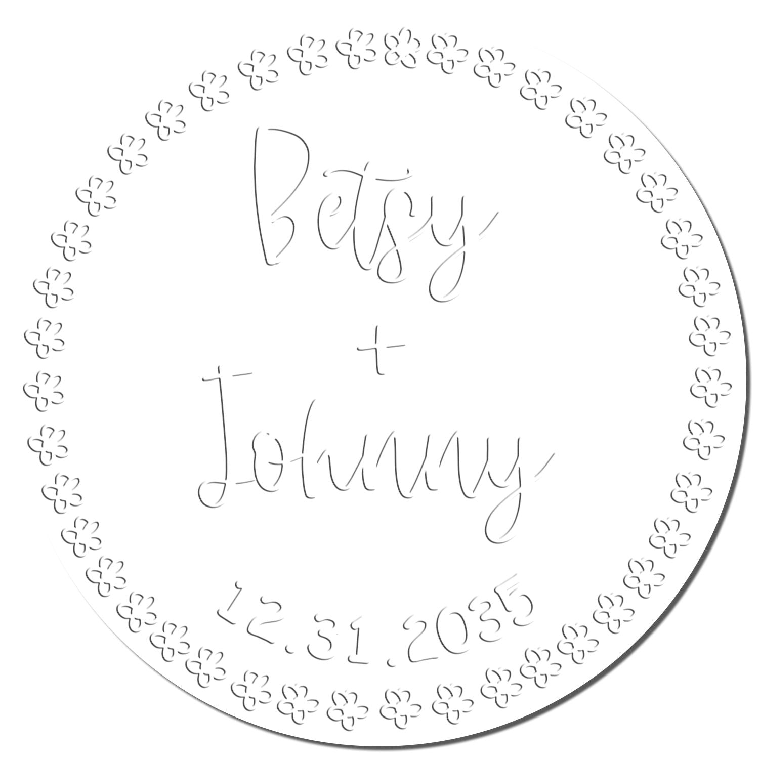 Soft Floral Romance Personalized Thank You Initial Embossed Seal