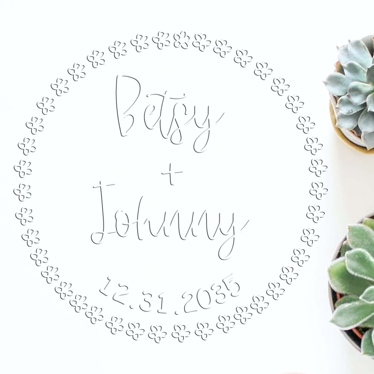 Soft Floral Romance Personalized Thank You Initial Embossed Seal