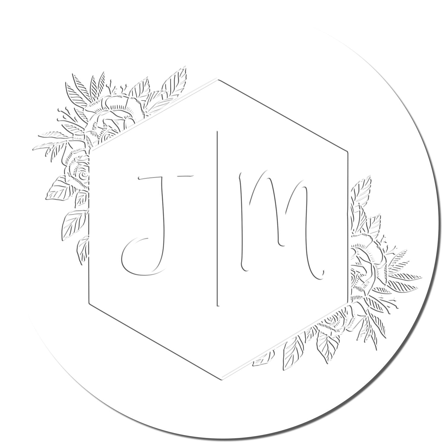 Soft Floral Hex Monogram Personalized Thank You Initial Embossing Stamp