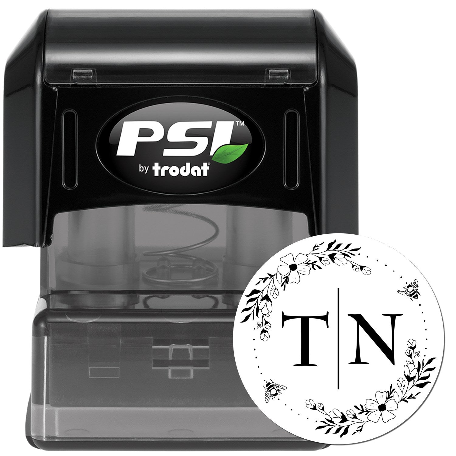 Floral Harmony Personalized Modern Initial Stamper - Engineer Seal Stamps