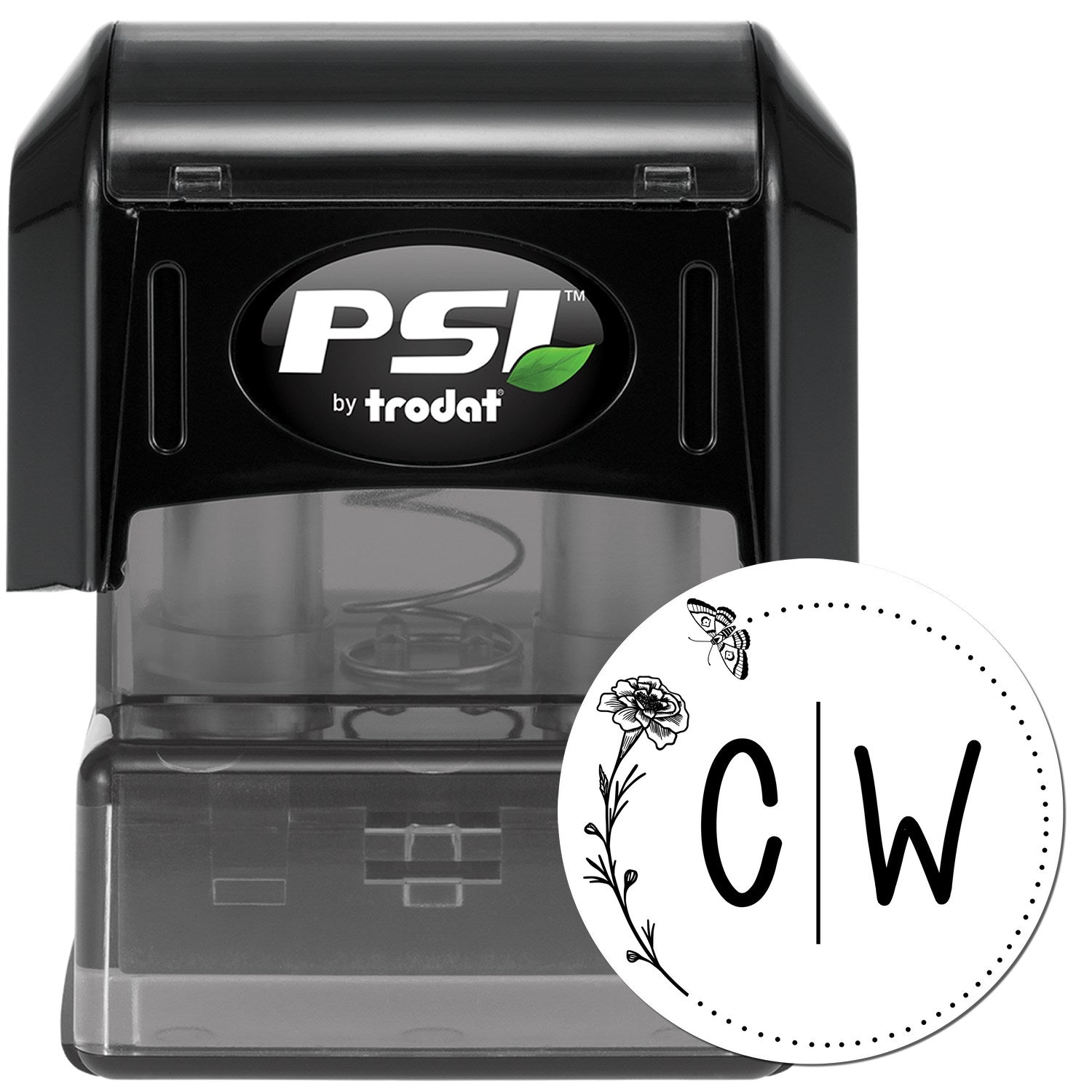 Floral Flutter Monogram Personalized Vintage Initial Stamp - Engineer Seal Stamps