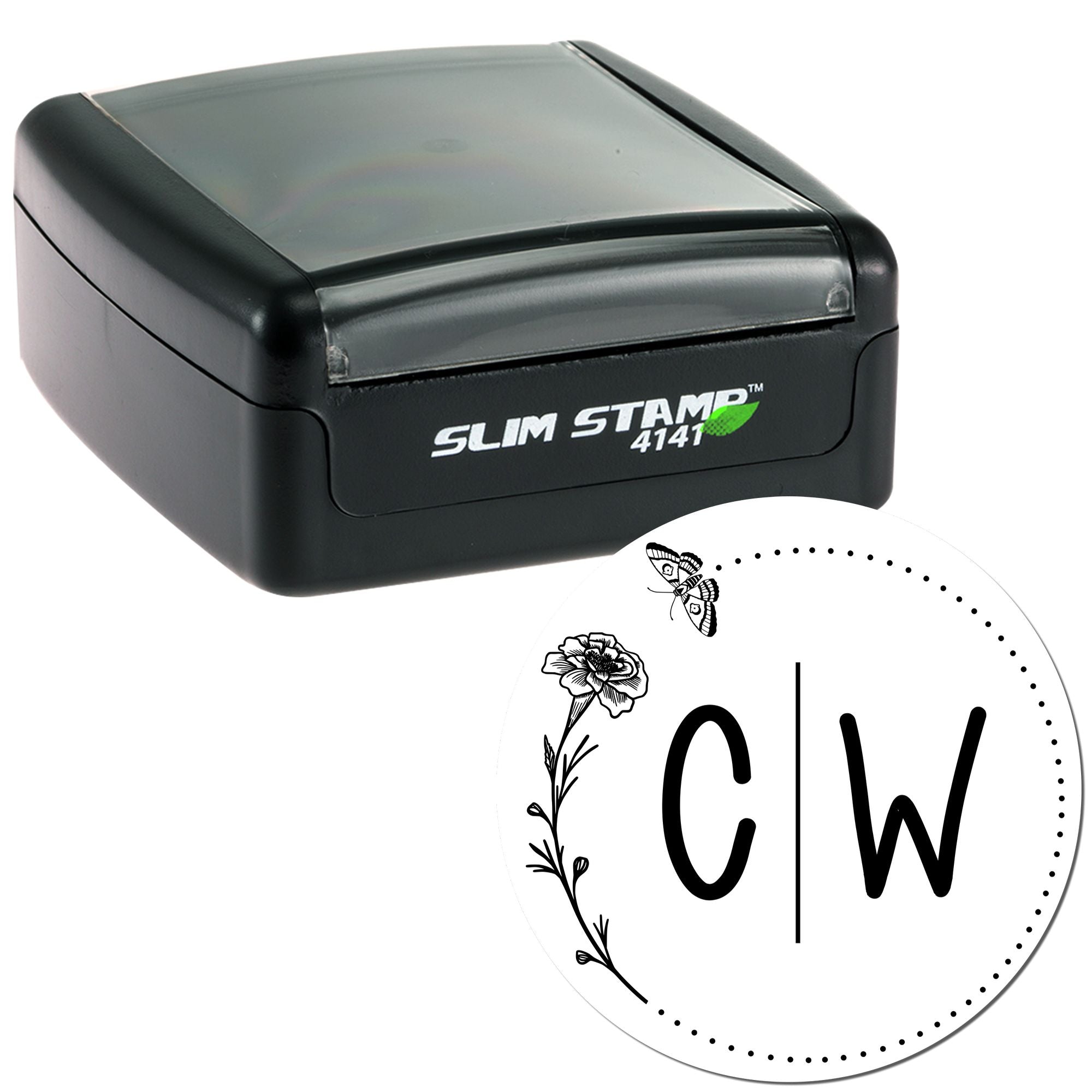 Floral Flutter Monogram Personalized Handcrafted Couples' Stamp - Engineer Seal Stamps