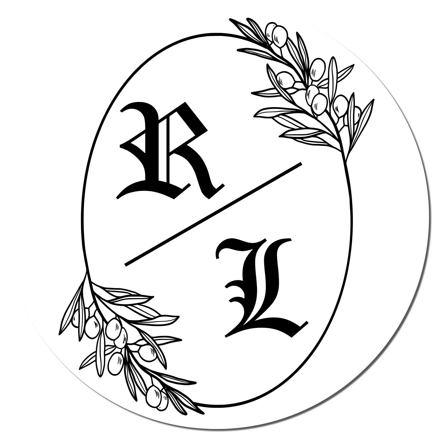 Olive Branch Monogram Personalized Couples' Stamp - Engineer Seal Stamps