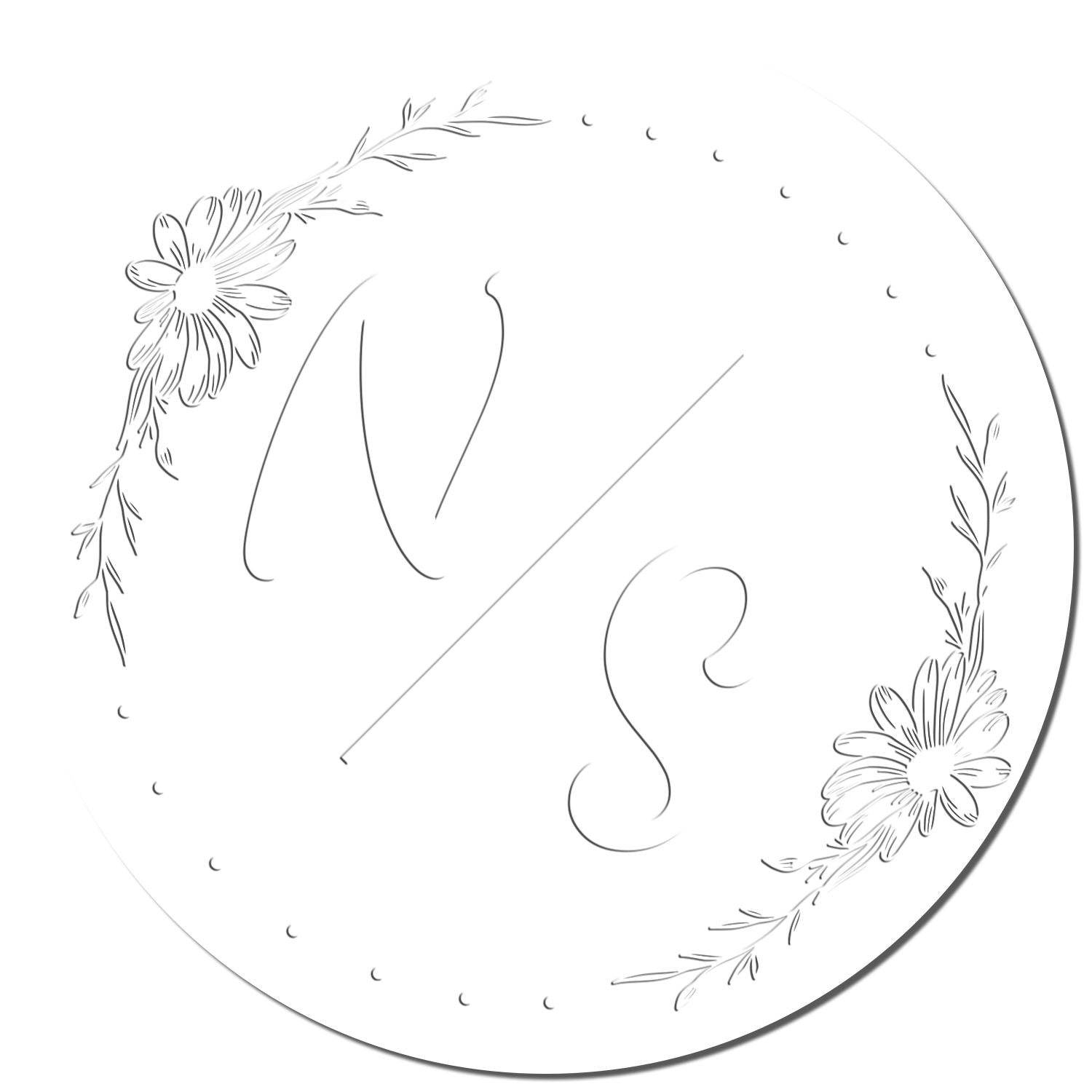 Soft Flowered Initials Bliss Personalized Wedding Favor Initial Embossing Stamp