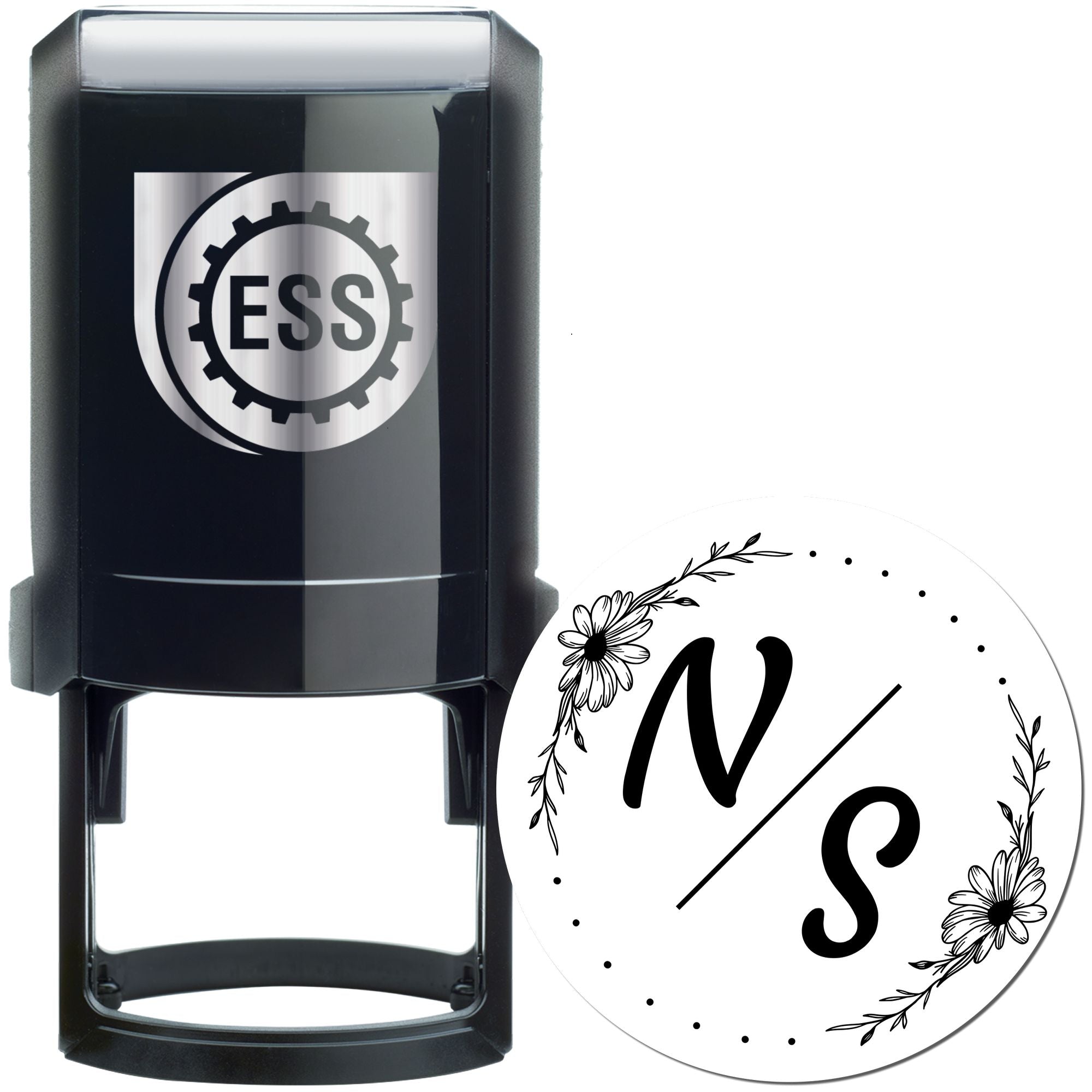 Flowered Initials Bliss Custom Rubber Stamp - Engineer Seal Stamps