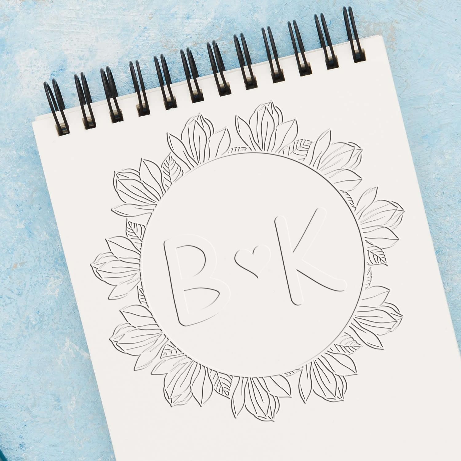 Soft Floral Love Monogram Personalized Wedding Favor Initial Stamp Embosser