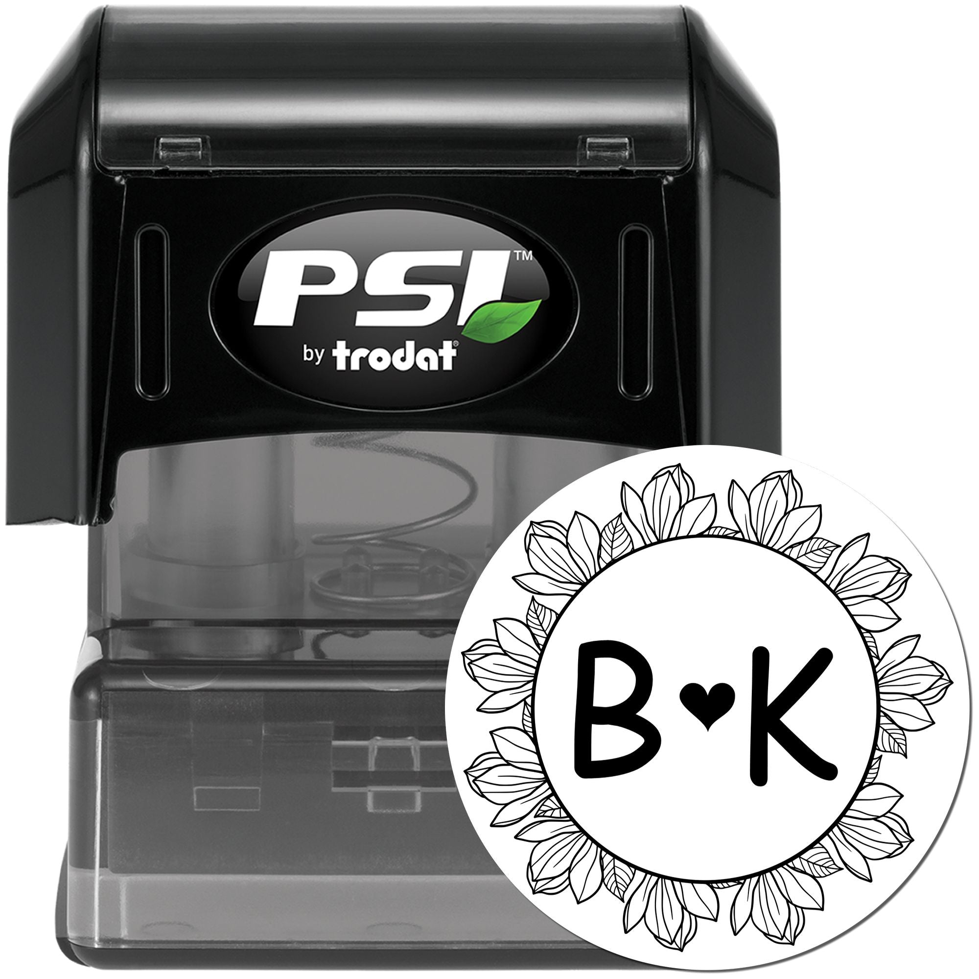 Floral Love Monogram Personalized Rustic Initial Stamper - Engineer Seal Stamps