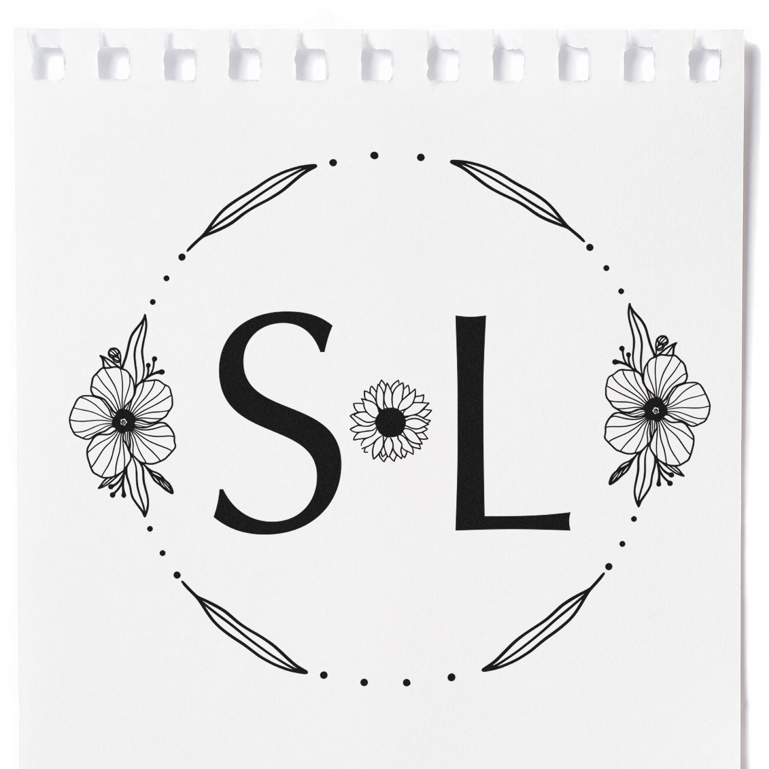 Round Floral Elegance Seal Craft Initial Rubber Stamp - Engineer Seal Stamps