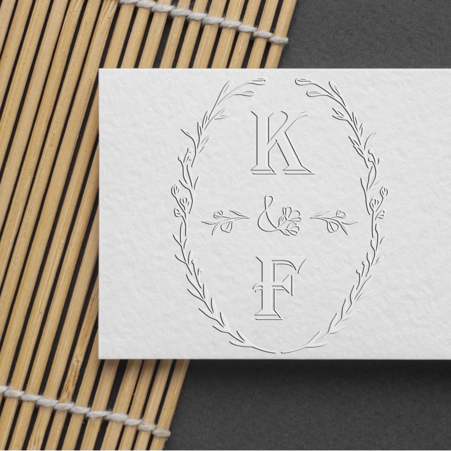 Soft Floral Monogram Elegance Personalized Wedding Invitation Initial Seal Embosser