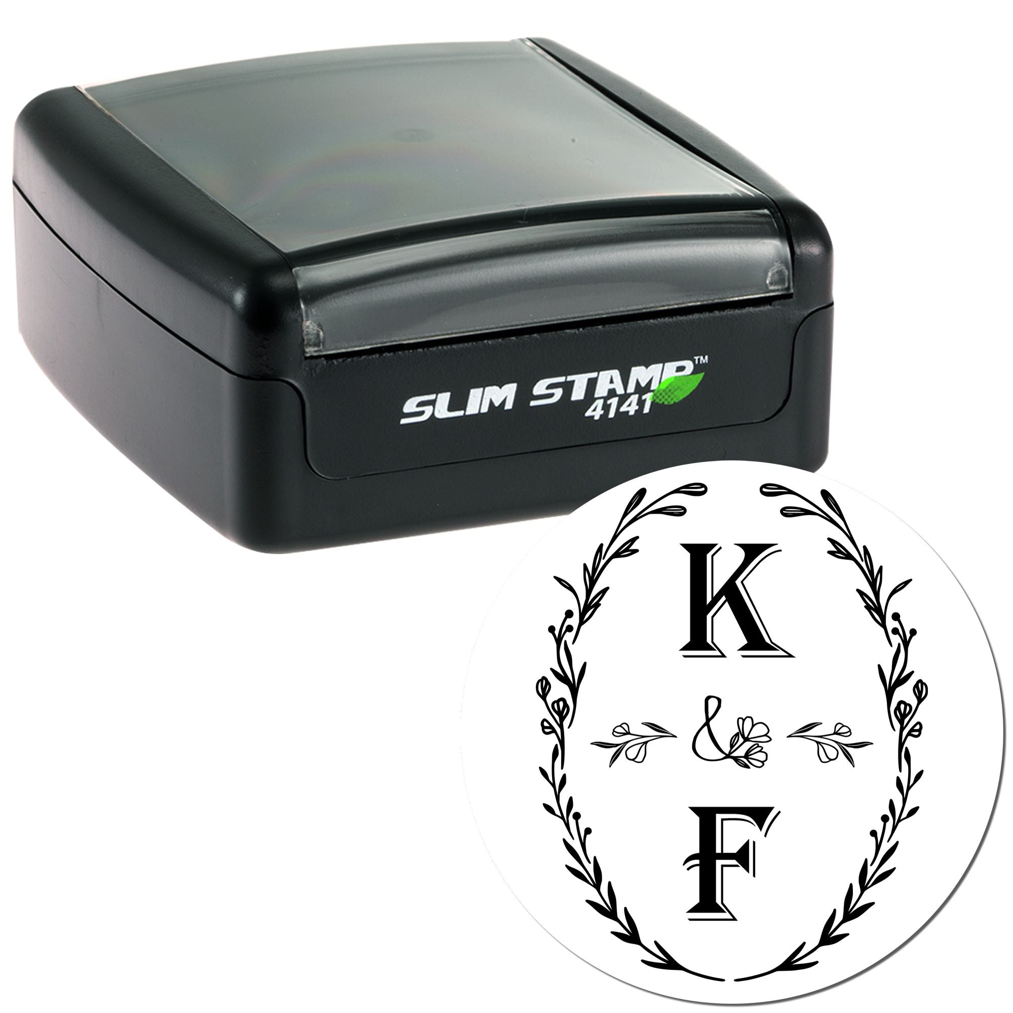 Floral Monogram Elegance Personalized Couples' Address Stamp - Engineer Seal Stamps