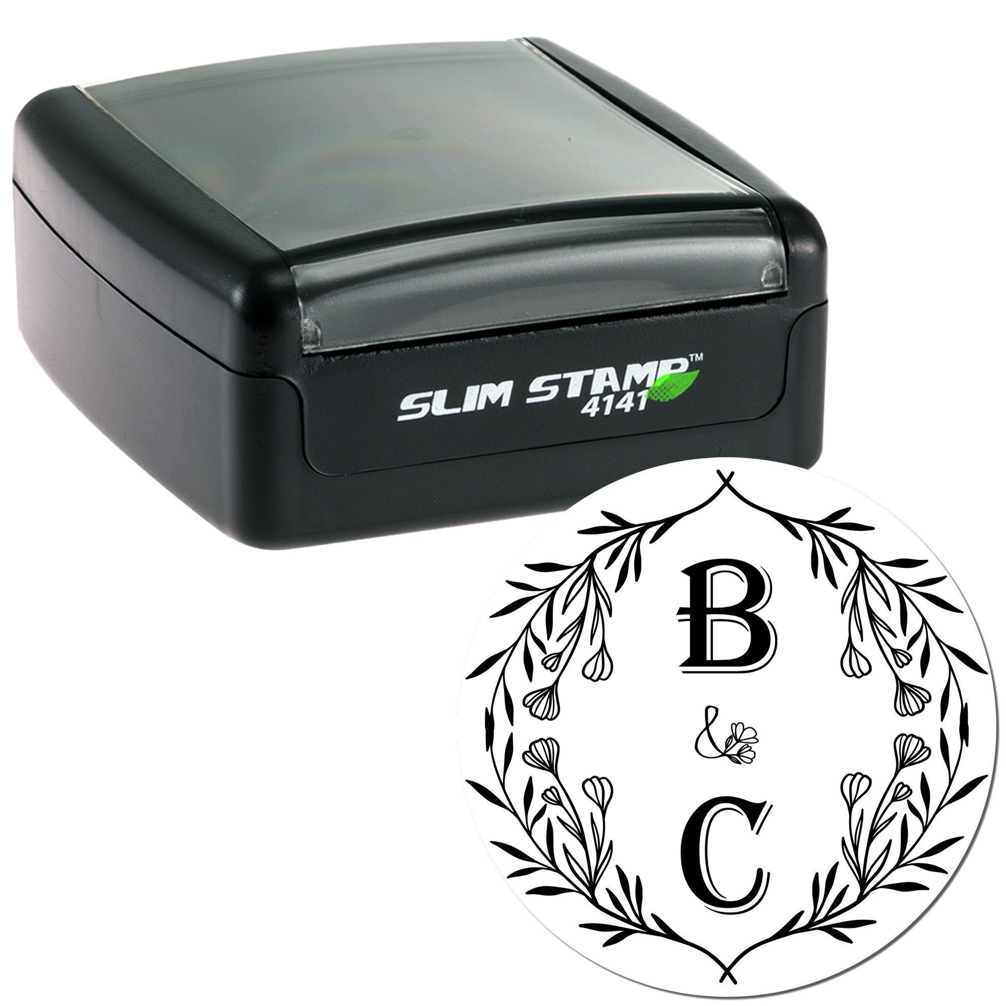 Blossom Charm Monogram Personalized Wedding Stamp - Engineer Seal Stamps
