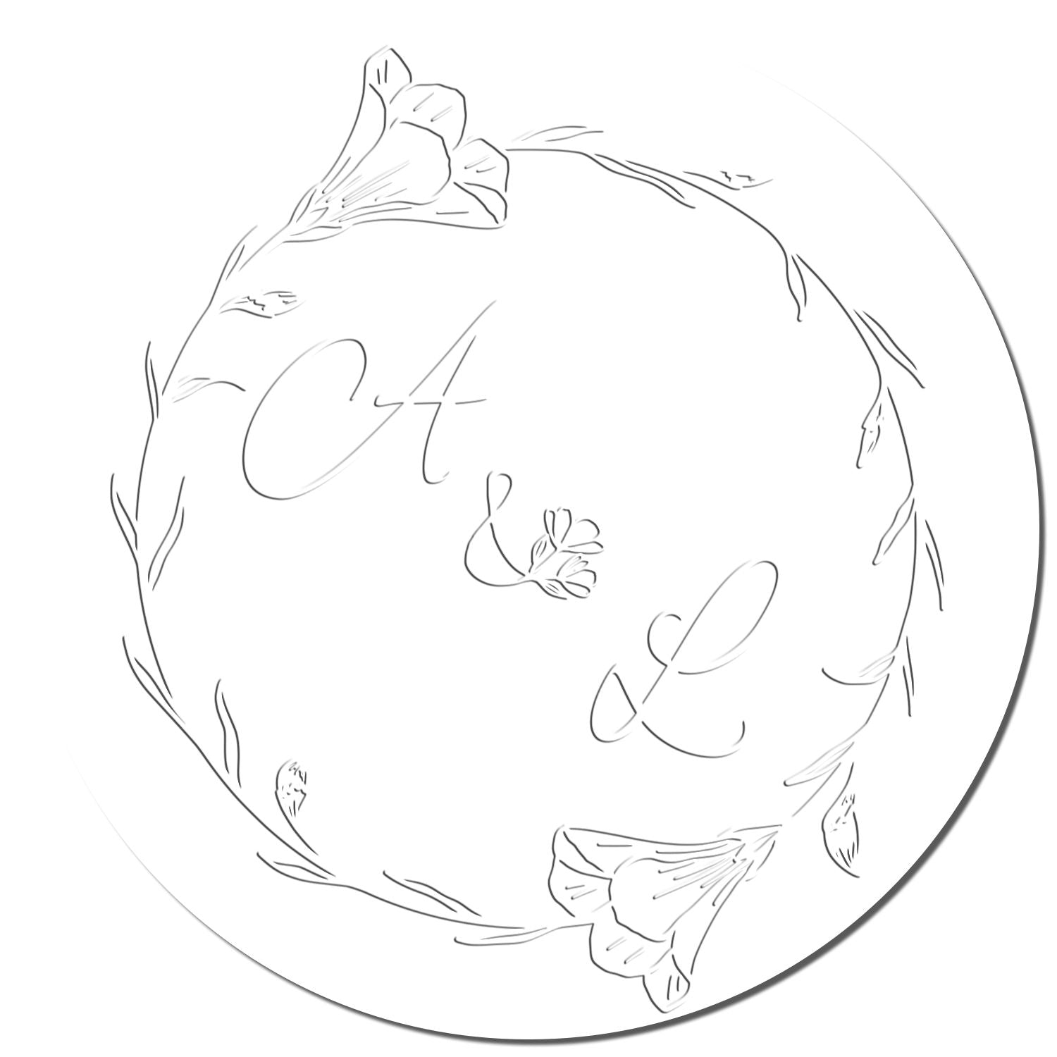 Floral Embrace Monogram Hybrid Custom Couple's Monogram Stamp Embosser - Engineer Seal Stamps