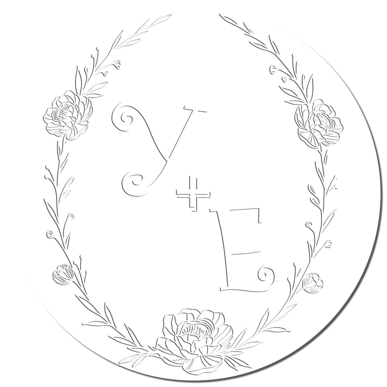 Soft Floral Letters Joy Personalized Couples' Wedding Logo Seal Embosser
