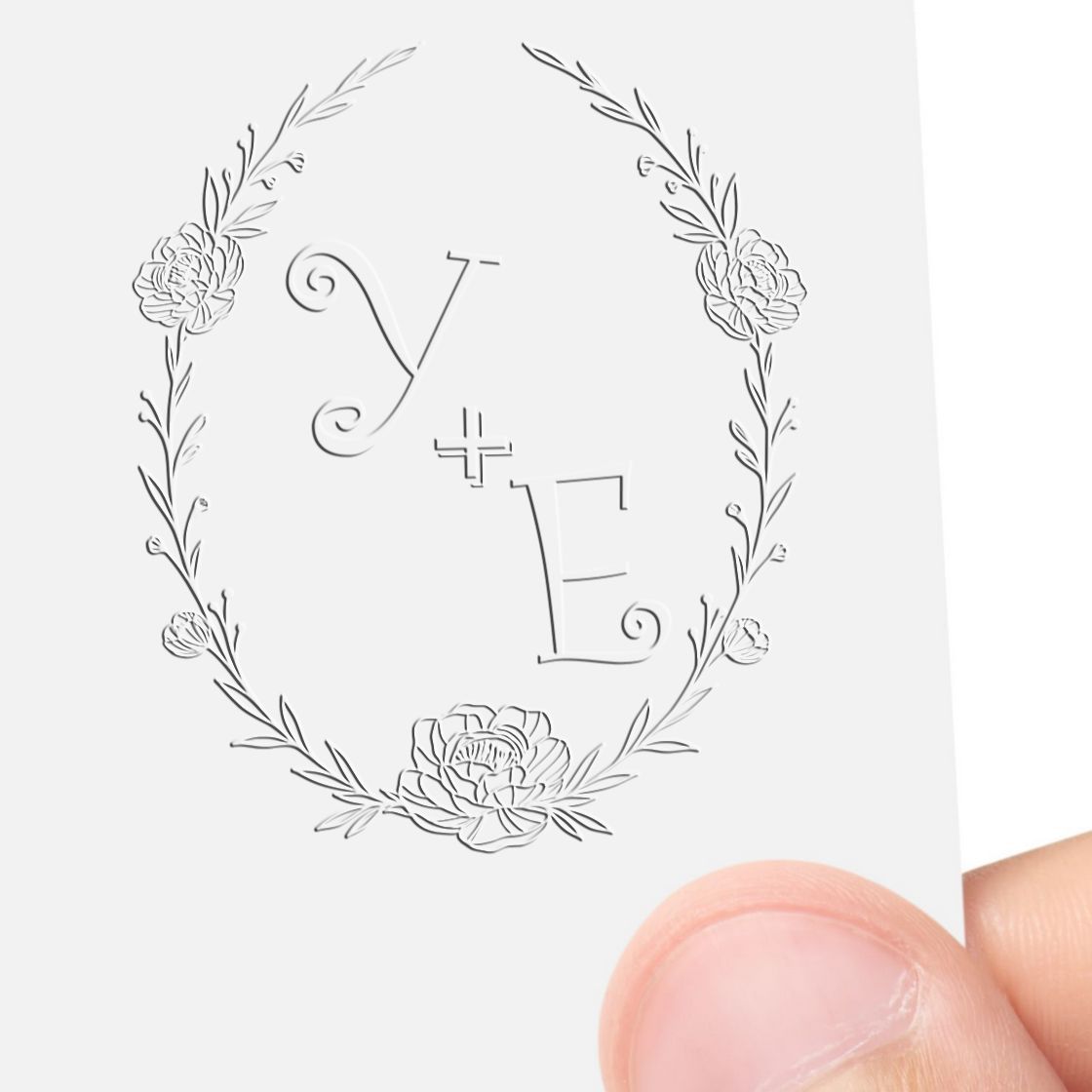 Soft Floral Letters Joy Personalized Couples' Wedding Logo Seal Embosser