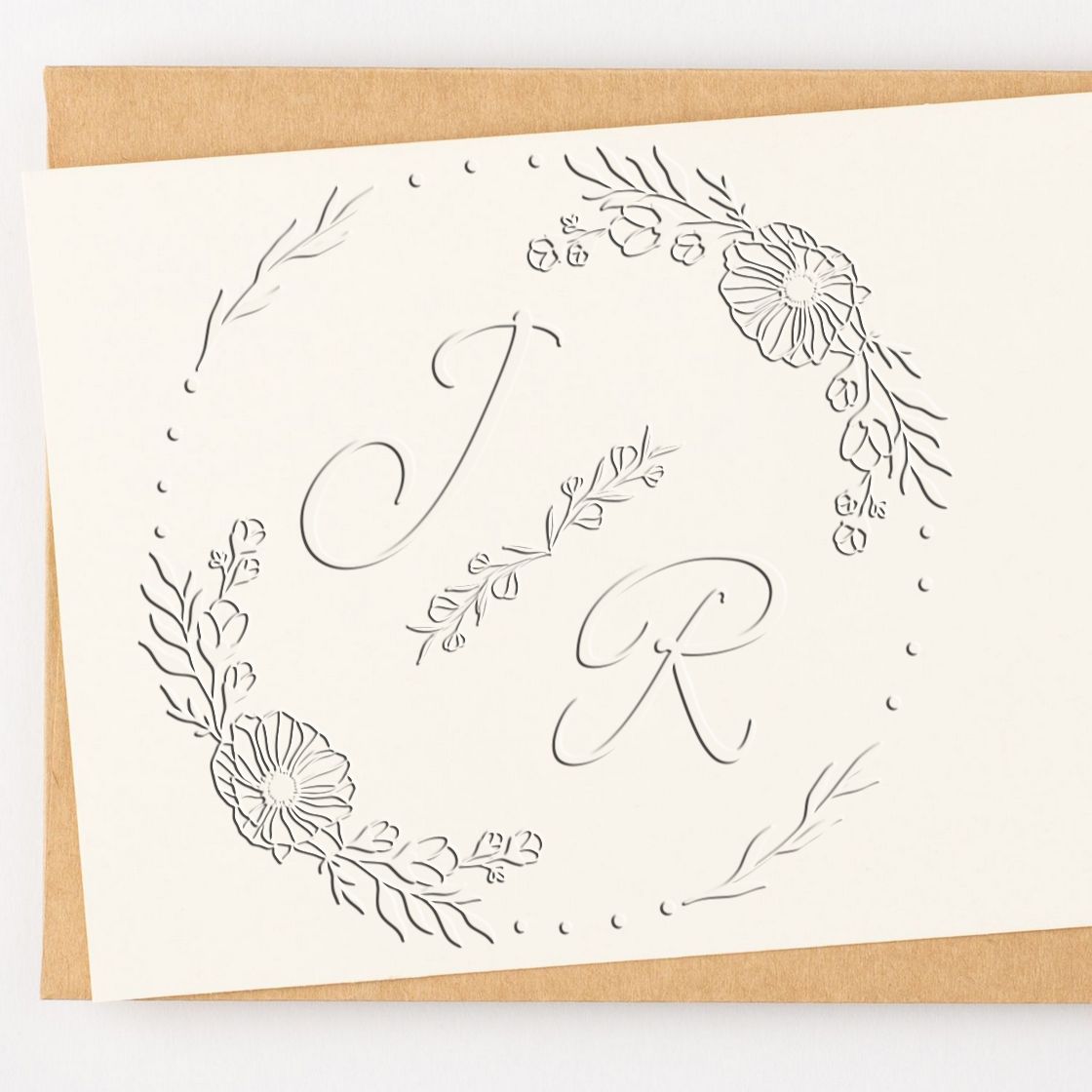 Petal Perfection Monogram Hybrid Custom Monogram Embossing Stamp - Engineer Seal Stamps