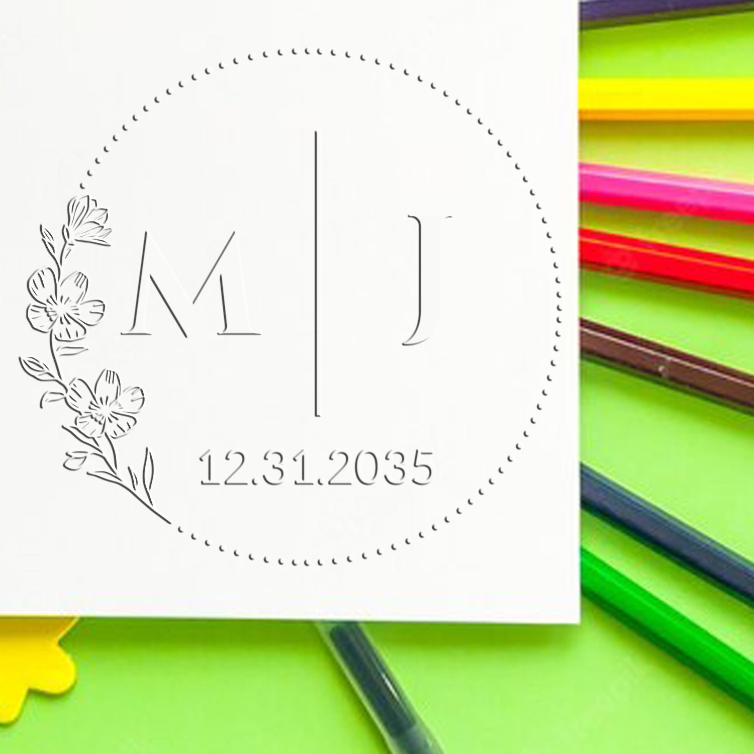 Soft Blossom Grace Personalized Floral Initial Seal Embosser
