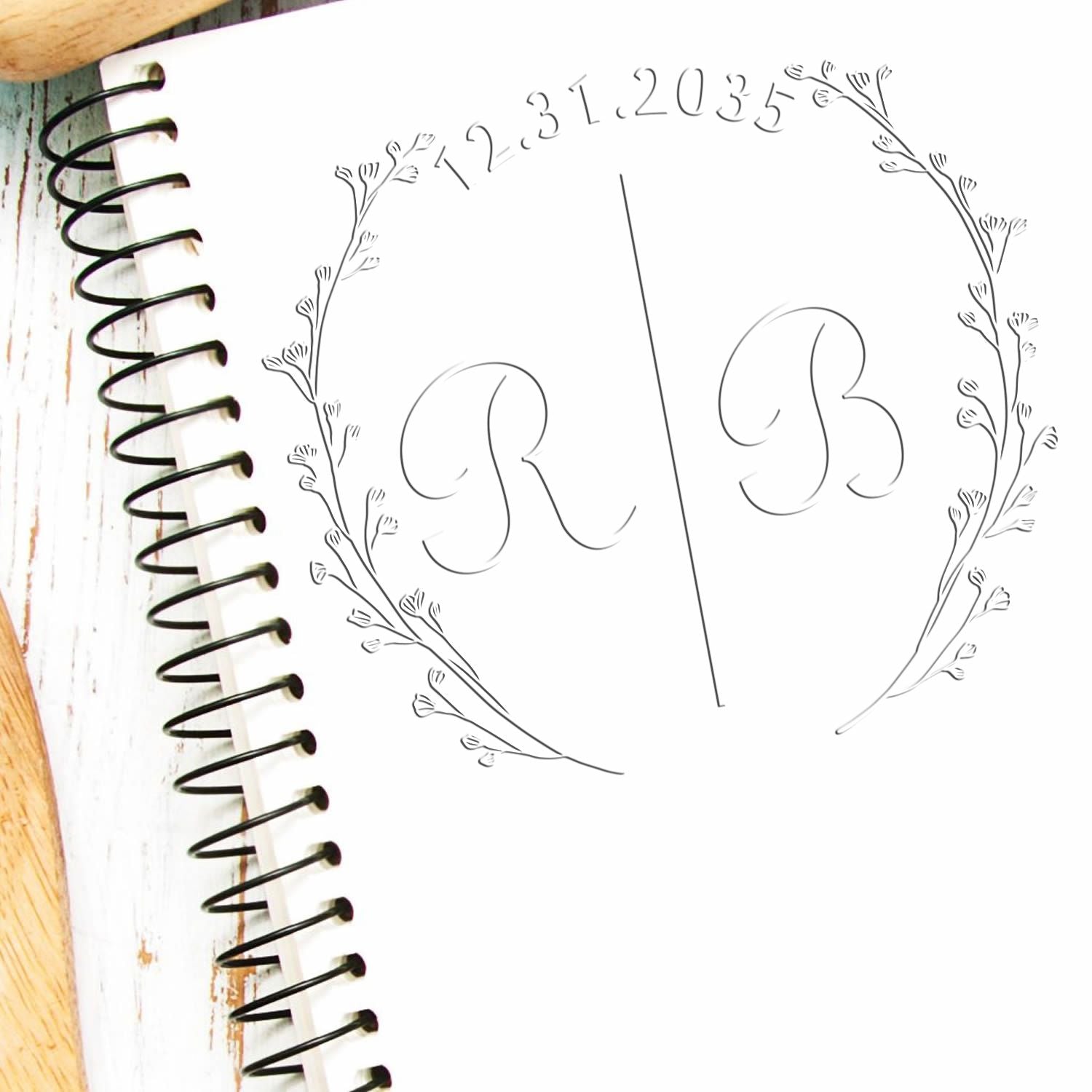 Soft Bloombing Elegance Monogram Personalized Floral Initial Embossing Stamp
