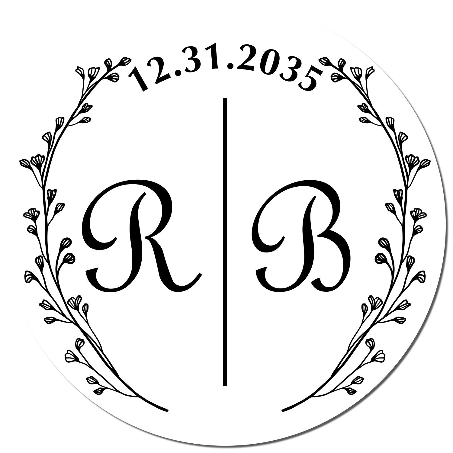 Round Bloombing Elegance Monogram Couples' Initial Stamp