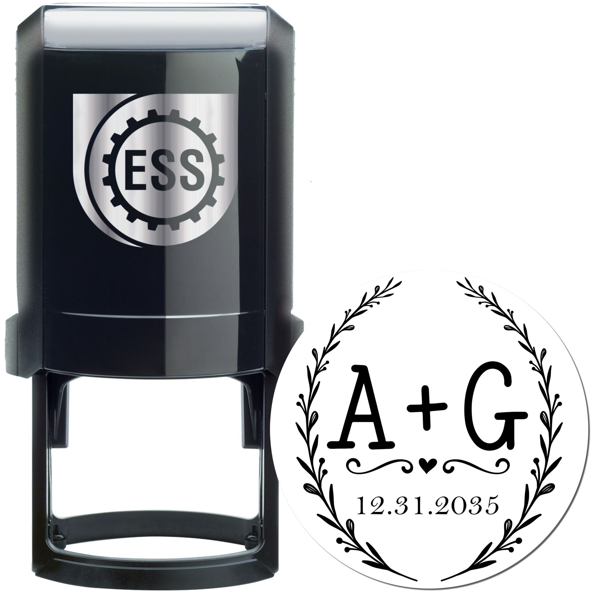 Love Laurel Emblem Customized Monogram Stamp - Engineer Seal Stamps