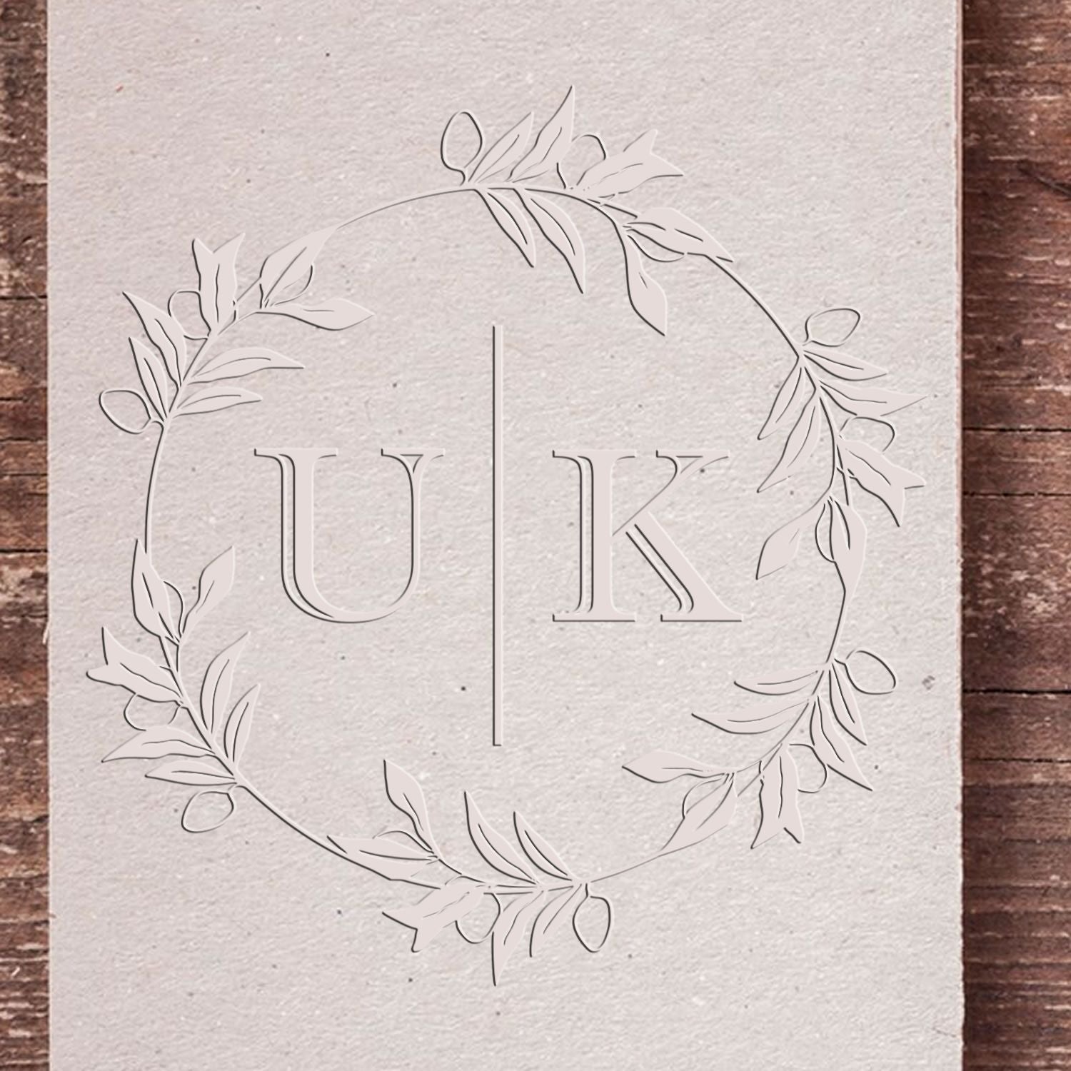 Soft Olive Branch Elegance Personalized Calligraphy Initial Seal Embosser