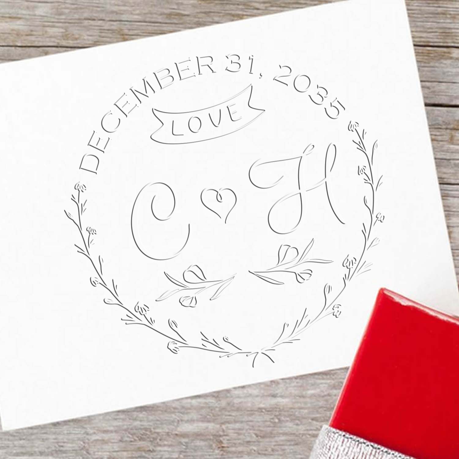 Soft Timeless Love Seal Personalized Calligraphy Initial Embossing Stamp