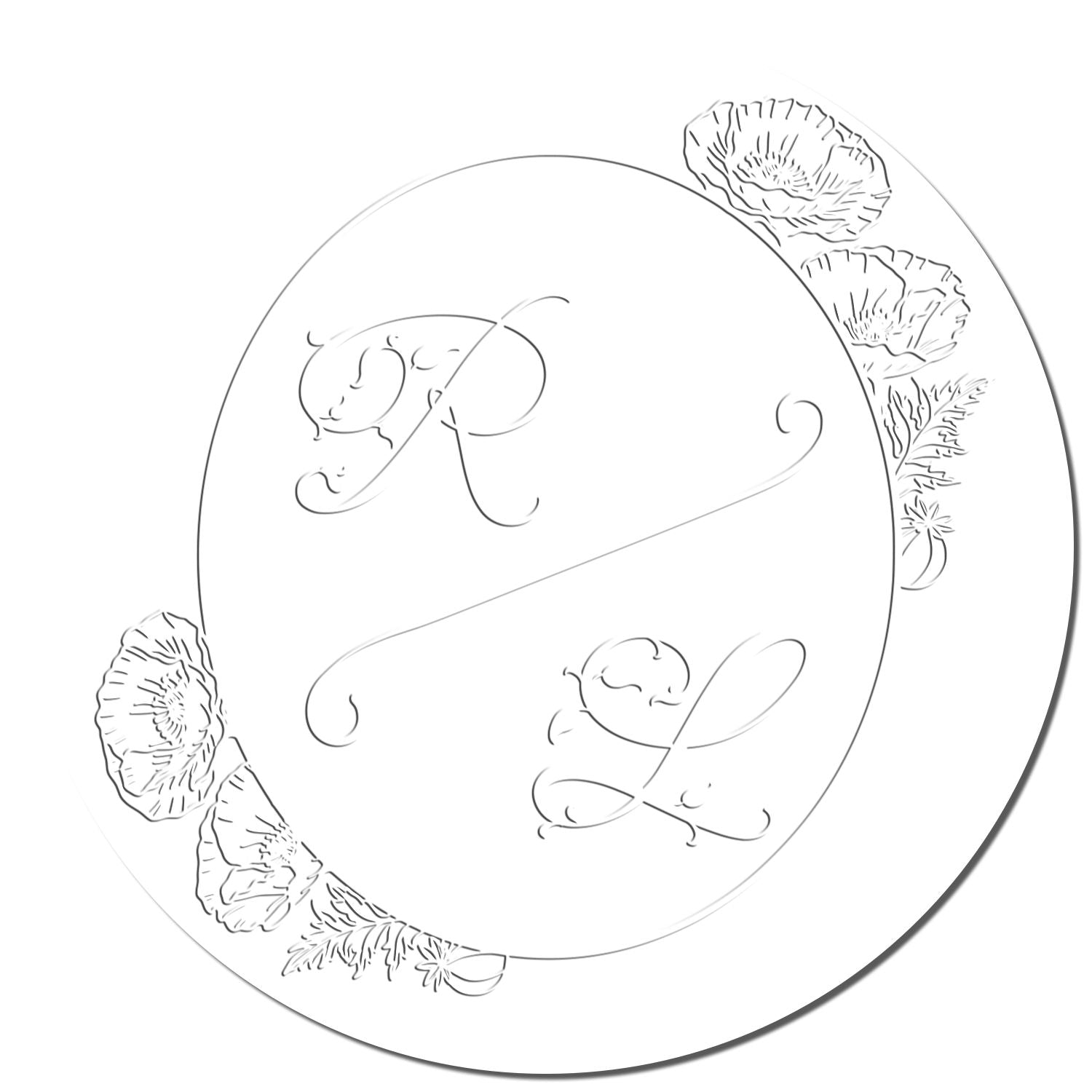 Soft Botanical Beauty Monogram Personalized Calligraphy Initial Stamp Embosser