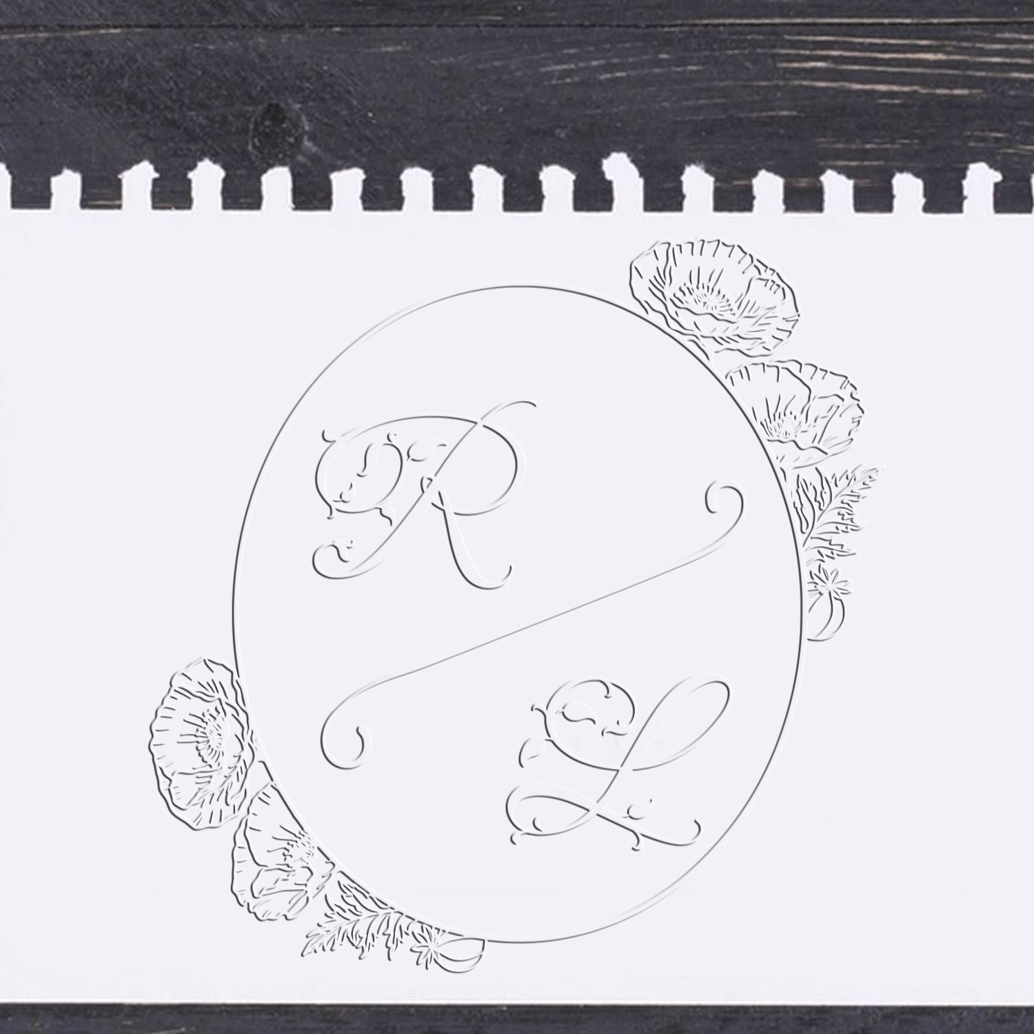 Soft Botanical Beauty Monogram Personalized Calligraphy Initial Stamp Embosser