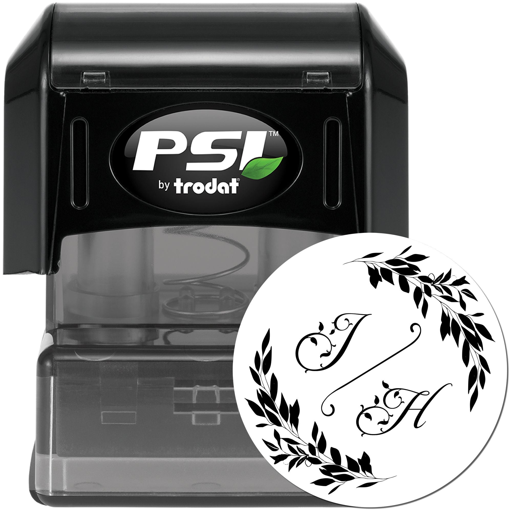 Elegant Initials Wreath Personalized Monogram Couples' Stamp - Engineer Seal Stamps