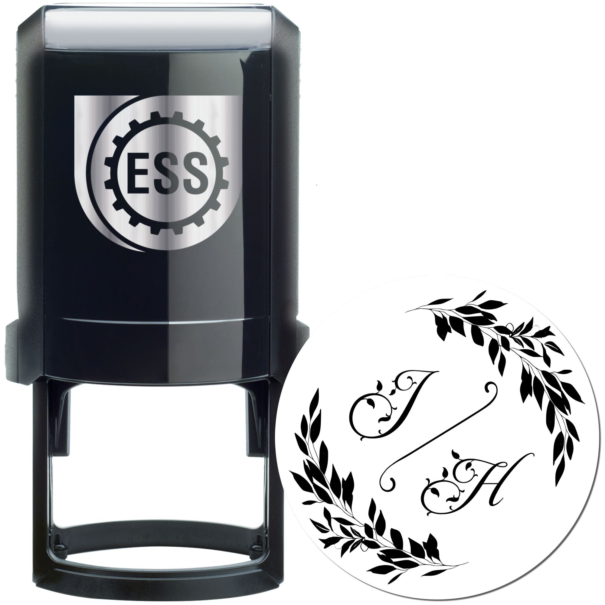 Elegant Initials Wreath Customized Monogram Letter Stamp - Engineer Seal Stamps