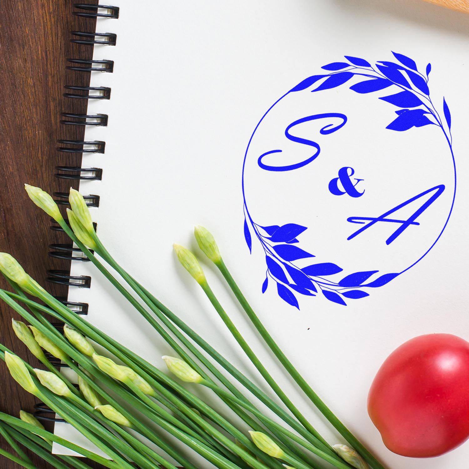 Flowering Affection Custom Couples' Wedding Logo Stamp - Engineer Seal Stamps